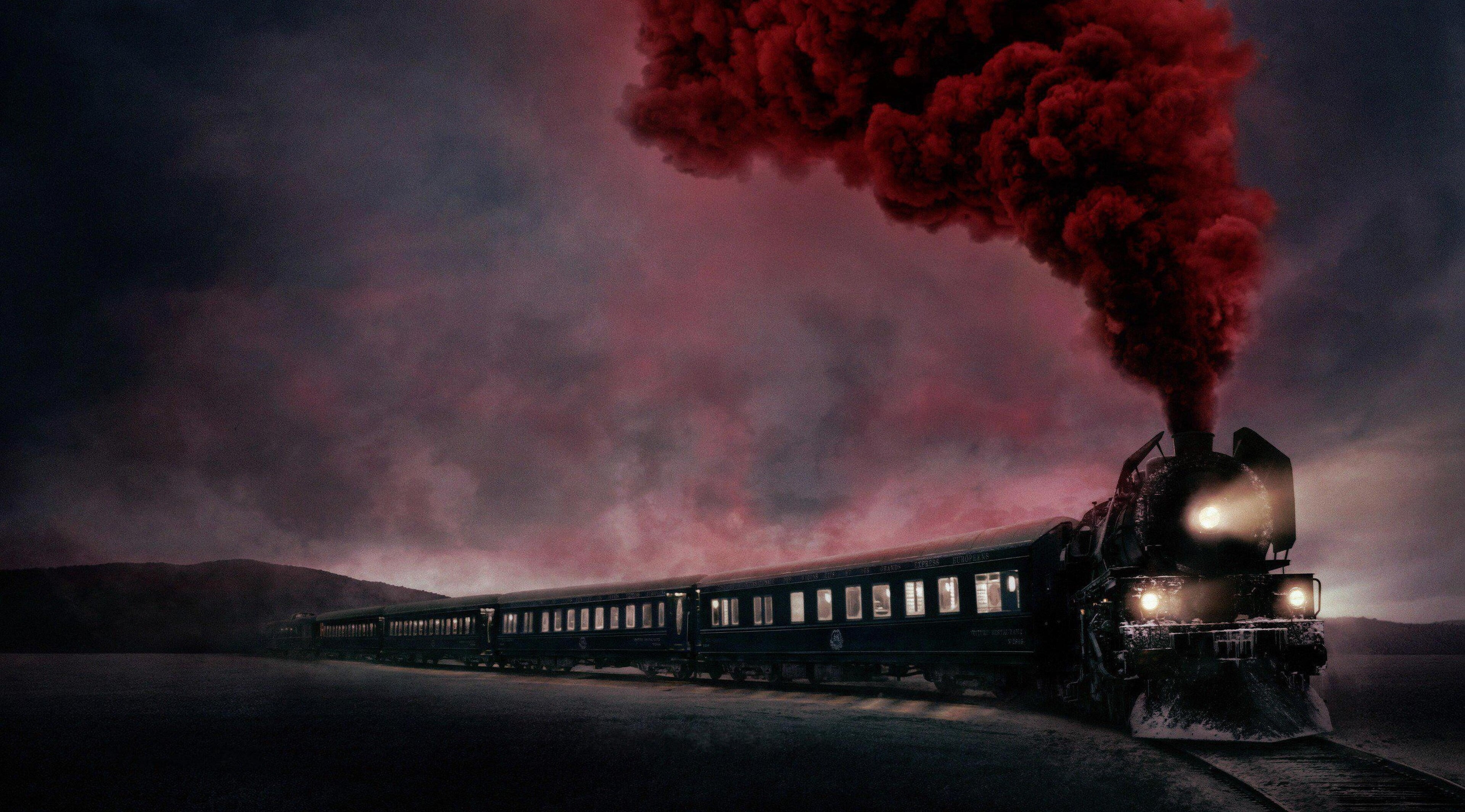 environment, nature, dusk, mode of transportation, train - vehicle, architecture, illuminated, bridge, smoke - physical structure, train, air pollution, HD Wallpaper