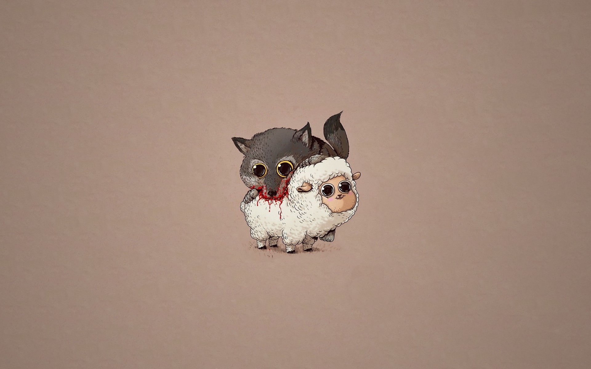 blood, wolf, minimalism, murder, sheep, humor, 1080P, HD Wallpaper