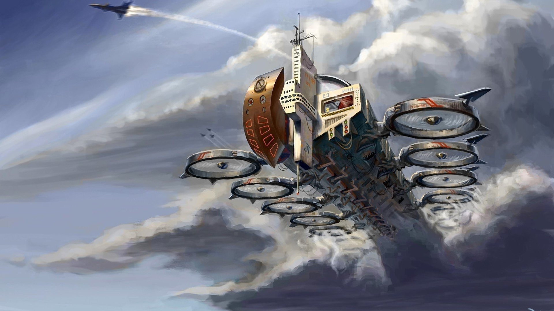 1080P, Airship, artwork, HD Wallpaper
