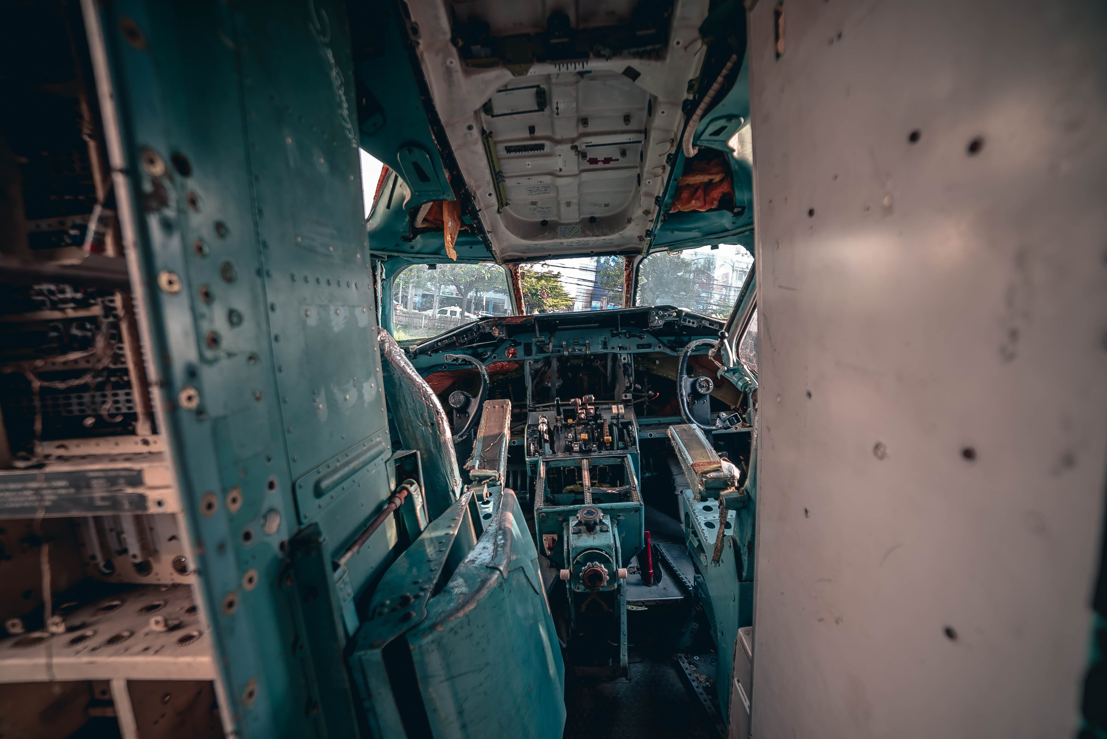 industry, car trunk, interior, cockpit, airplane, vehicle interior, teal, grey, vehicle, car, automobile, indoors, submarine, people, travel, architecture, HD Wallpaper