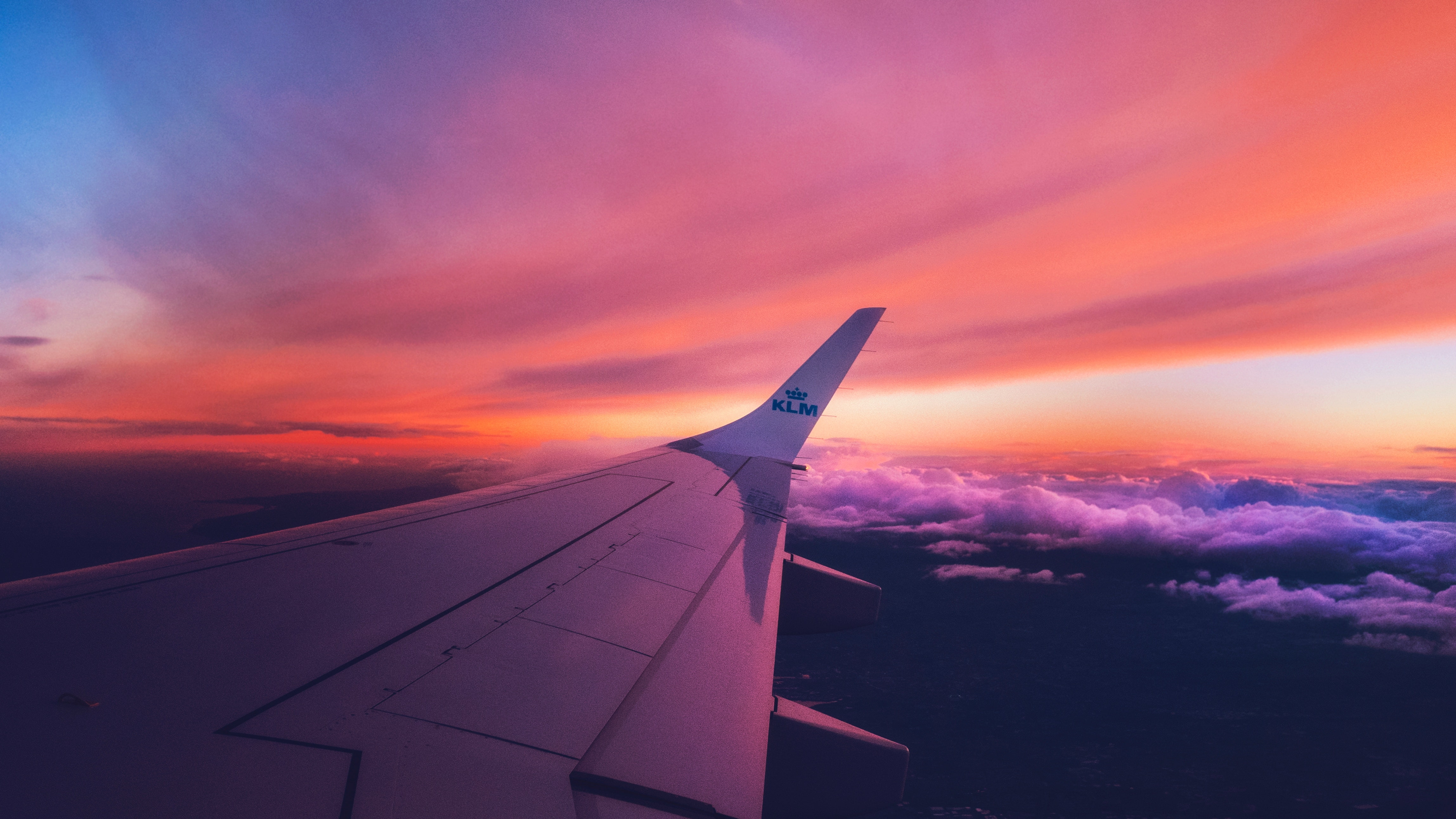 no people, wing, environment, photography, planes, cloudscape, air vehicle, travel, aerial view, sunset, cloud - sky, beauty in nature, hd, 4k, outdoors, HD Wallpaper