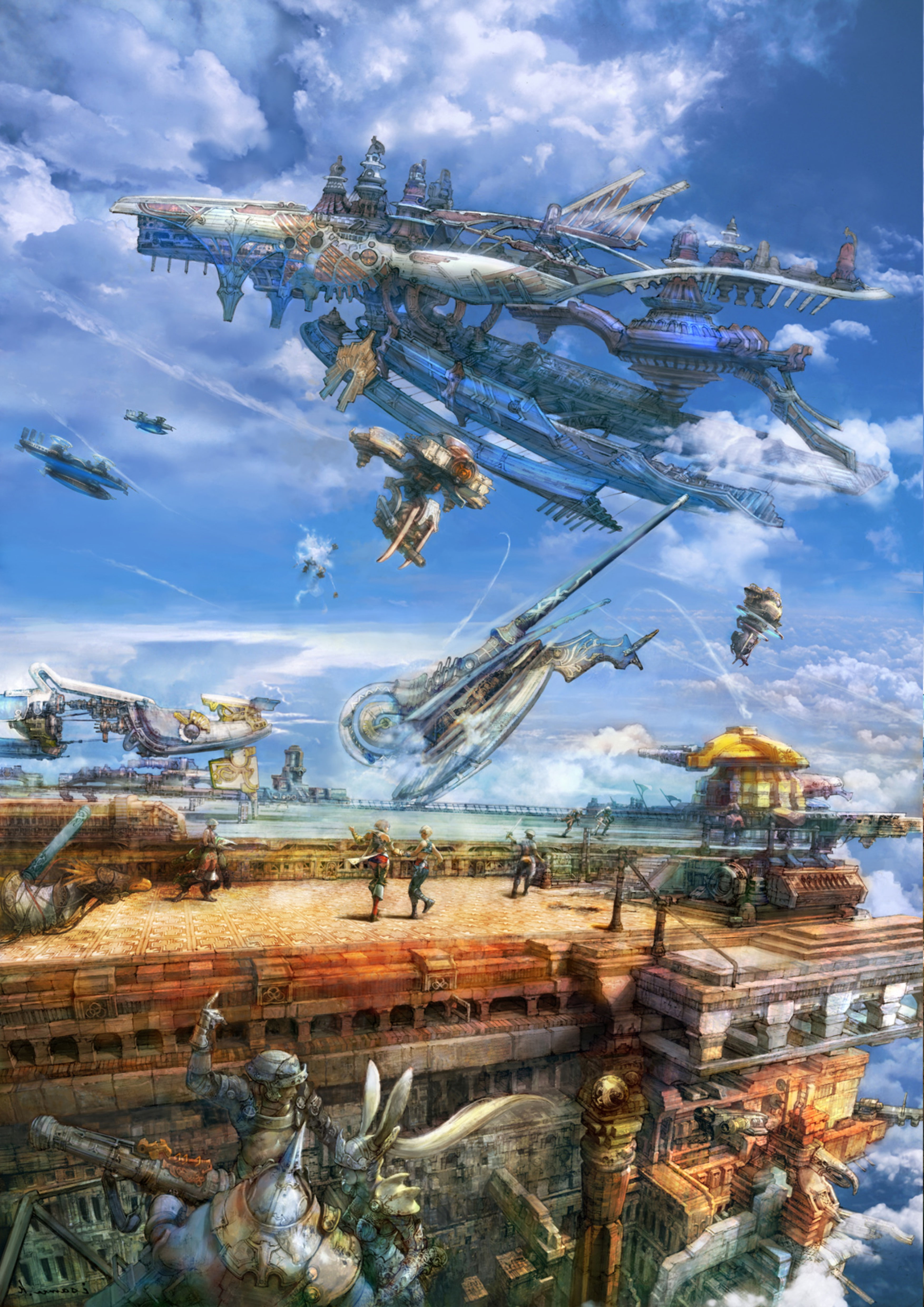outdoors, nature, no people, digital composite, Final Fantasy XII, cloud - sky, travel destinations, Final Fantasy, mountain, Ashe, Vaan, 4K, water, architecture, Phone HD Wallpaper