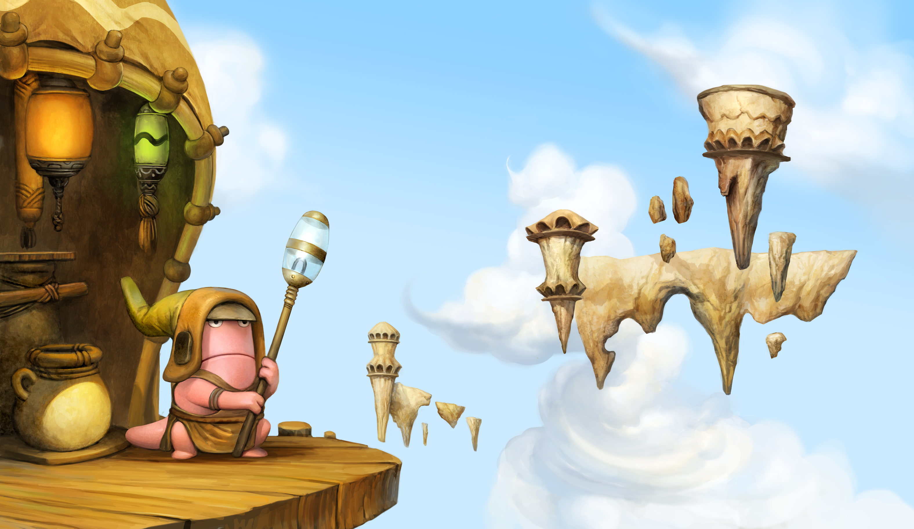 representation, 2K, wood - material, belief, day, sculpture, human representation, architecture, Floating Island, sky, statue, nature, art and craft, Ruin, HD Wallpaper