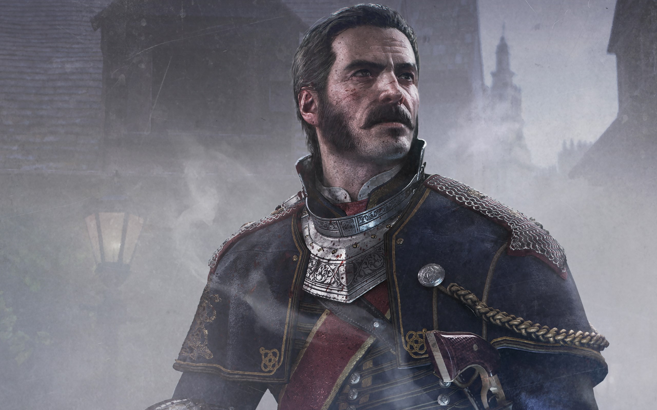 one person, men, beard, The Order: 1886, looking at camera, aggression, adult, architecture, facial hair, smoke - physical structure, standing, clothing, HD Wallpaper