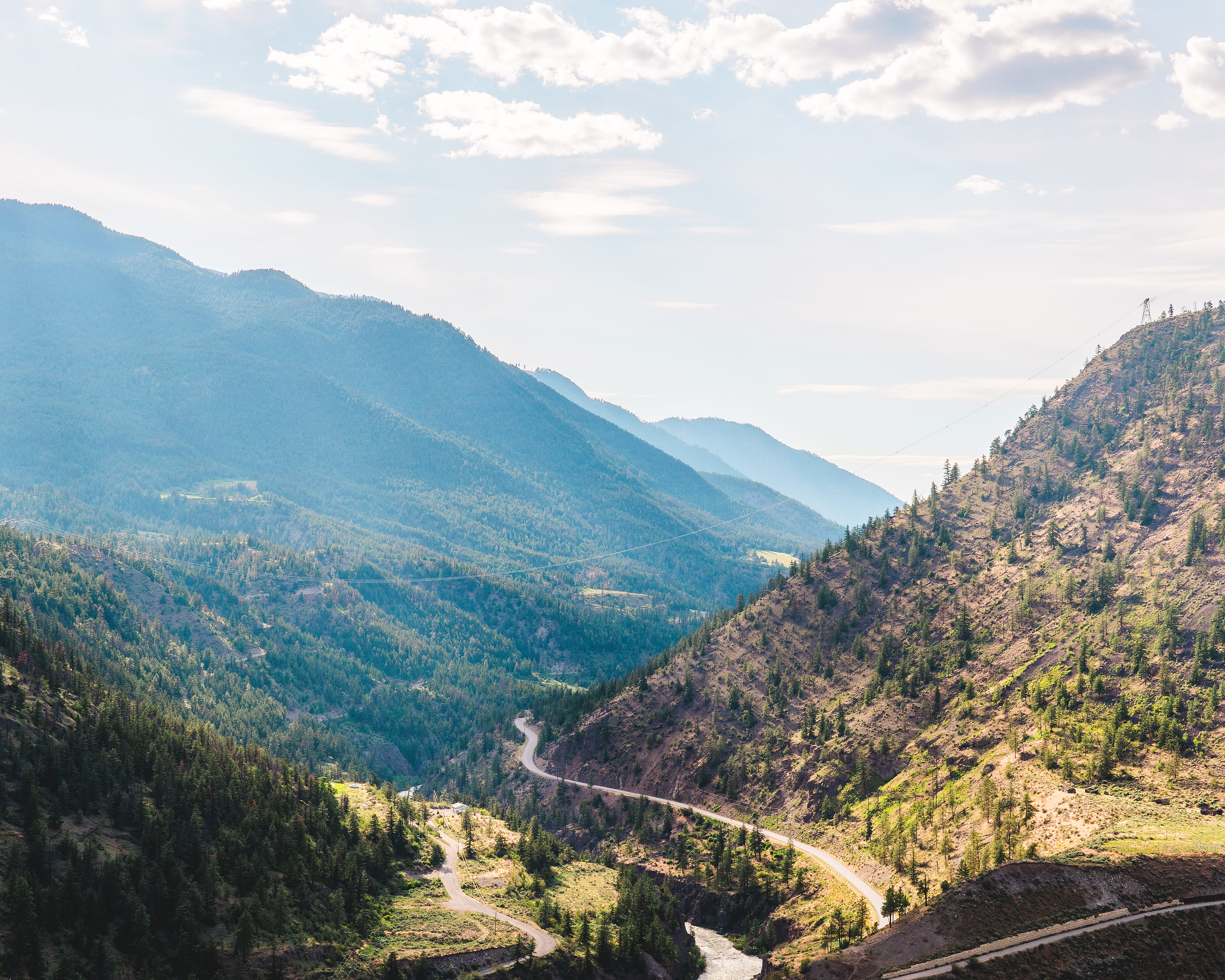 road, transportation, mountain, river, day, beauty in nature, nature, cloud - sky, tranquility, vally, non-urban scene, roadway, landscape, environment, HD Wallpaper
