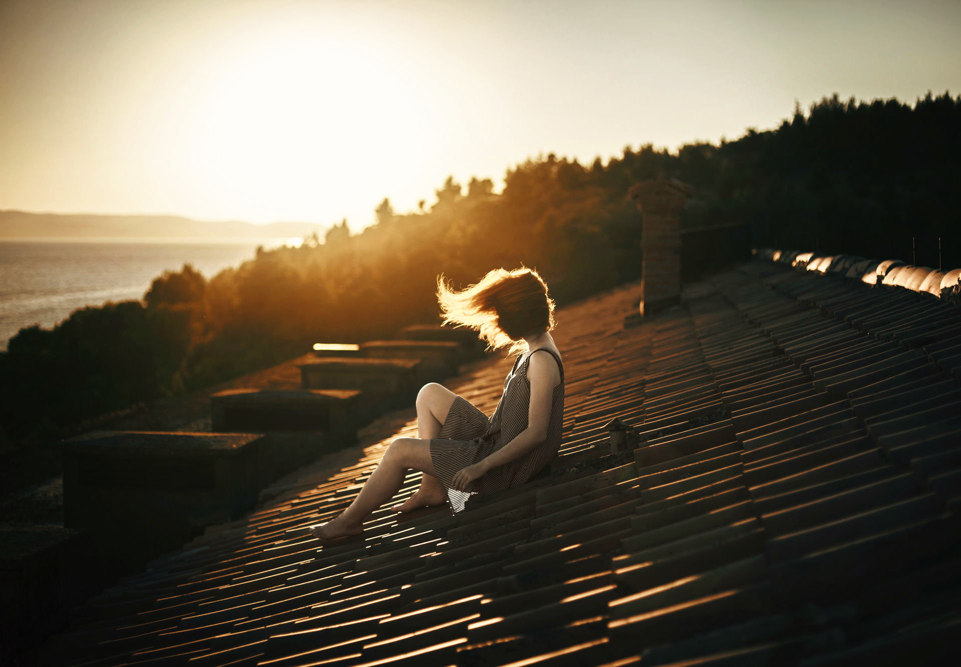 1080P, the wind, roof, SKAT, Delirium, girl, HD Wallpaper