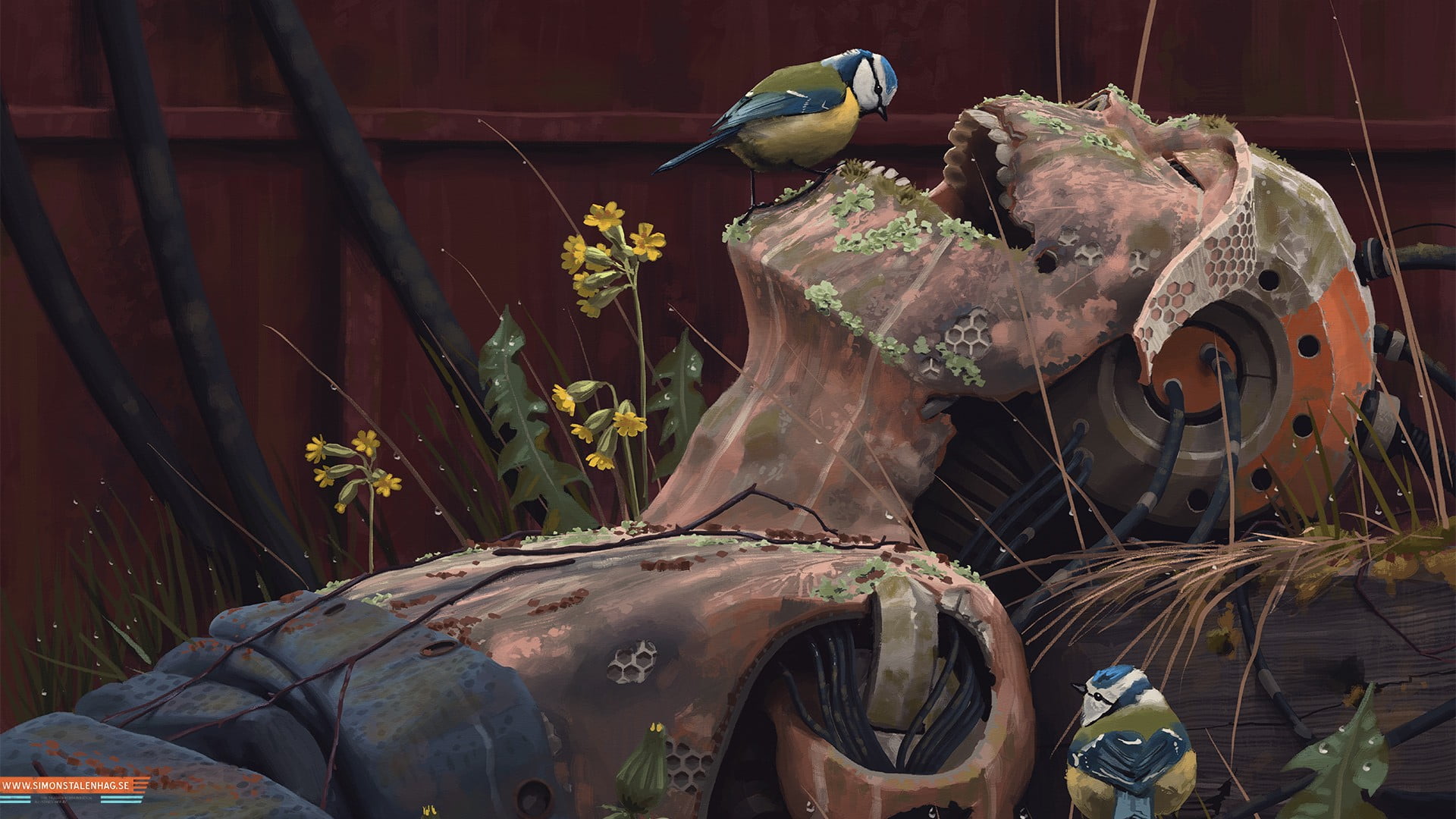 cyberpunk, vertebrate, flower, day, yellow, futuristic, obsolete, titmouse, animal themes, animal wildlife, transportation, mouth, one animal, black, robots, HD Wallpaper