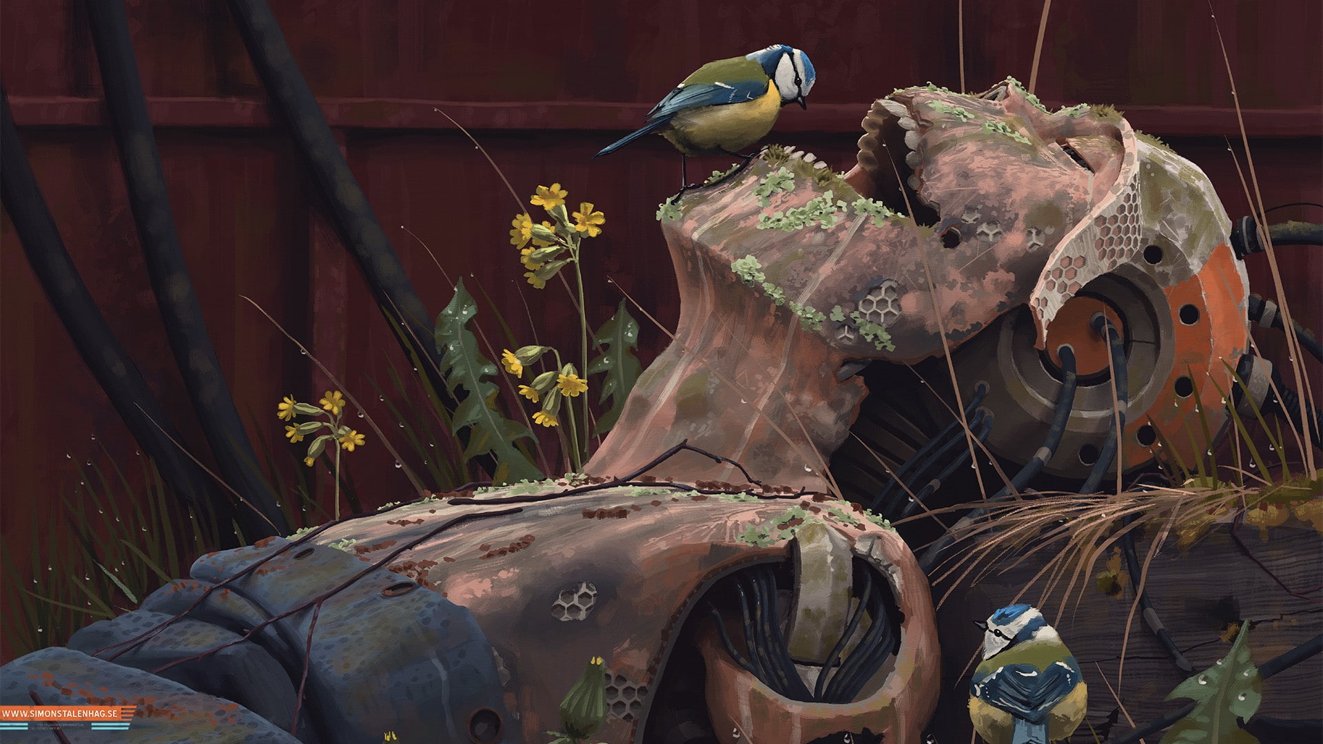 birds, cyberpunk, Simon Stålenhag, 1080P, Titmouse, HD Wallpaper