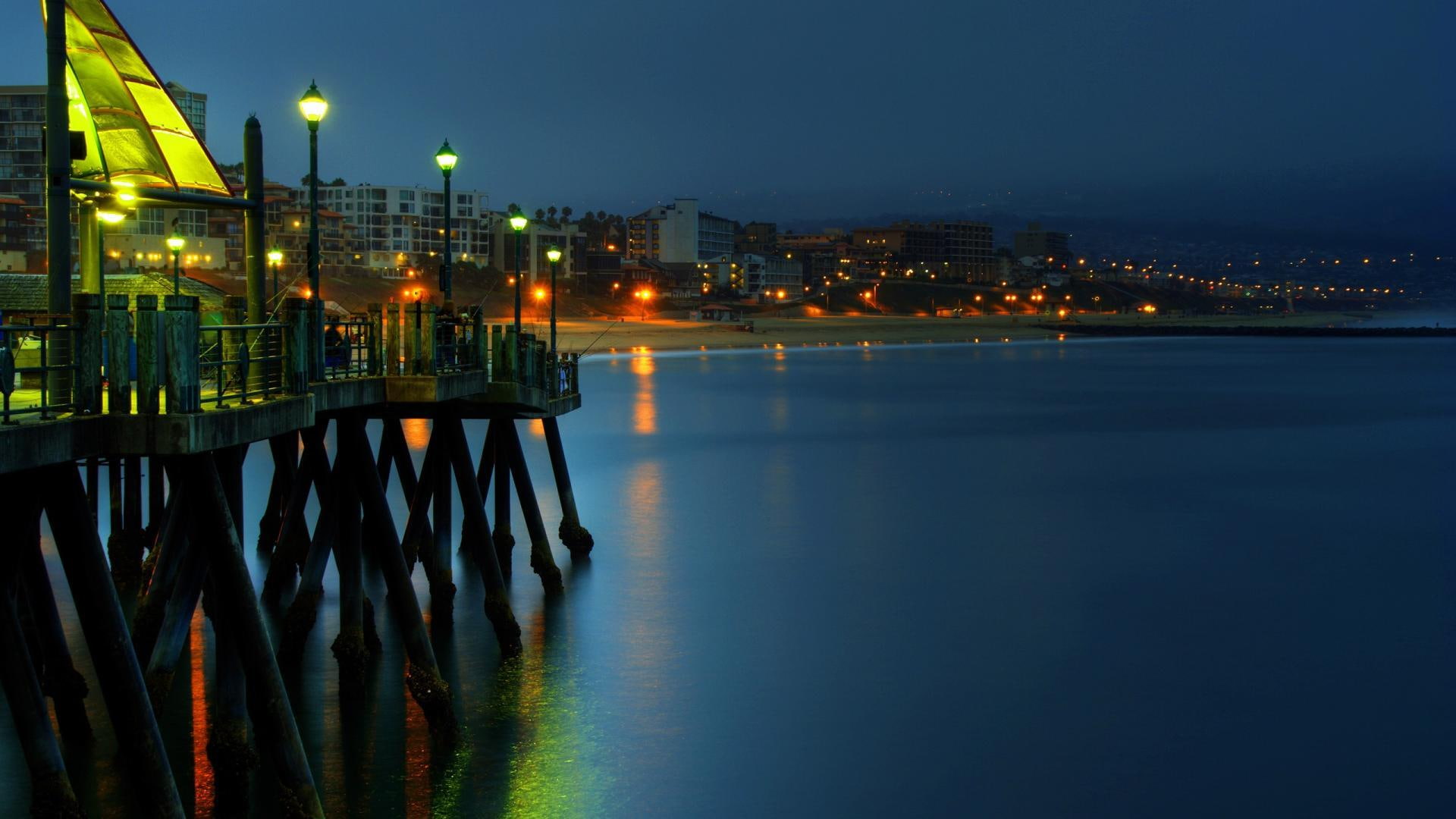 1080P, warf, city, morning, nature and landscapes, fisherman, HD Wallpaper
