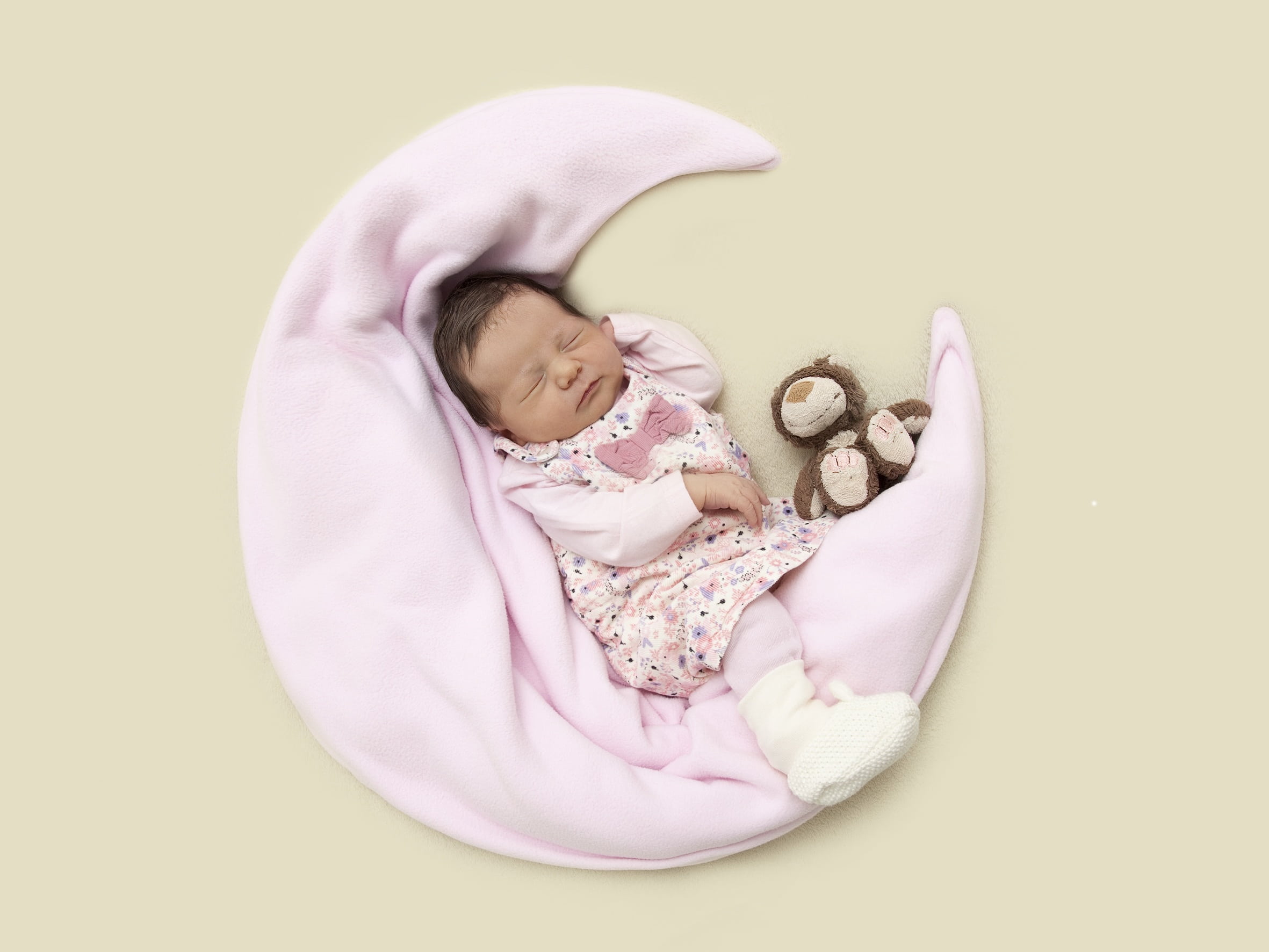 cloth, high angle view, studio shot, sleeping, newborn, indoors, childhood, clothing, pink, baby clothing, softness, aircraft, relaxation, human Face, directly above, HD Wallpaper
