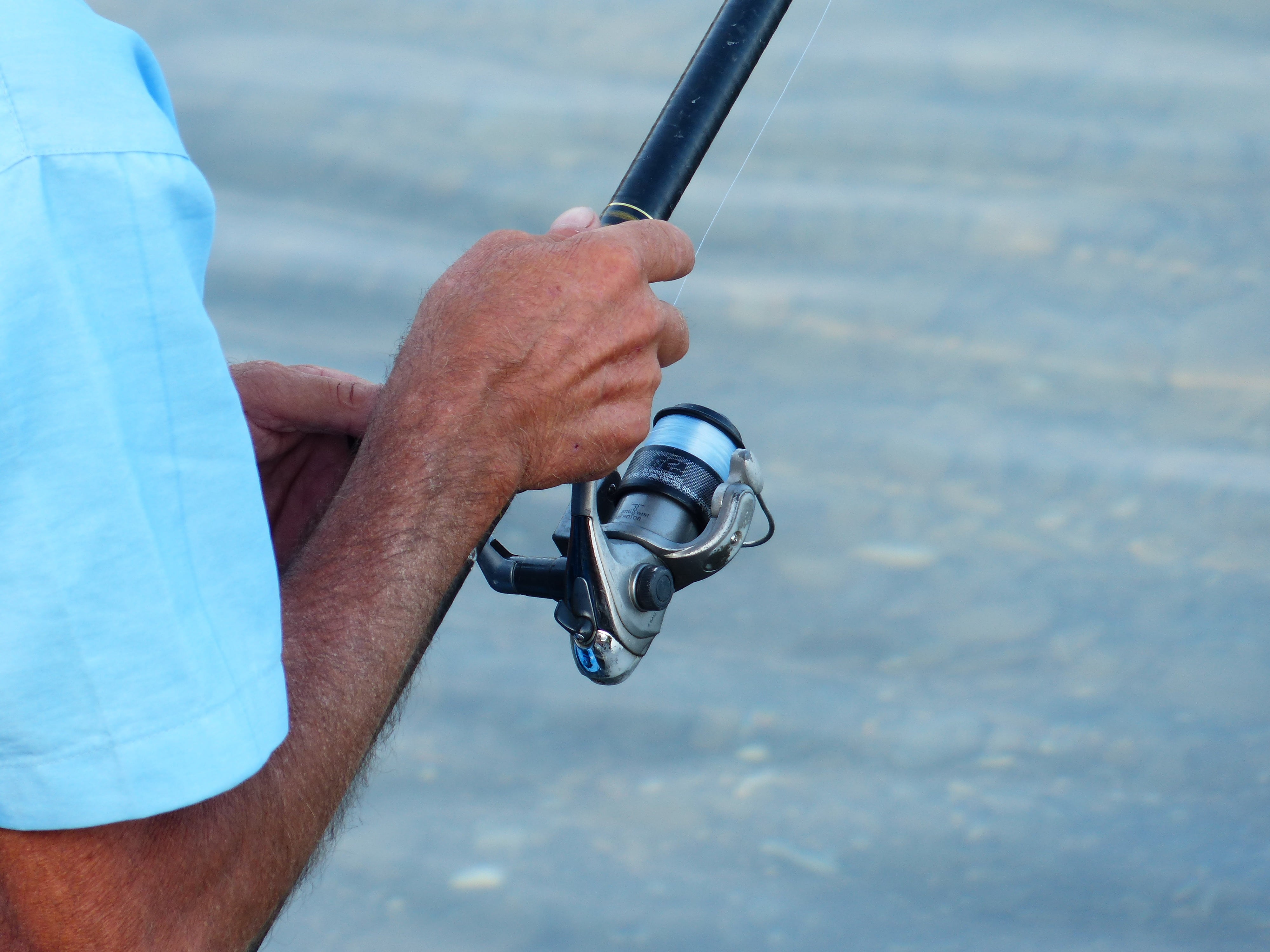 hand, telescopic rod, lifestyles, focus on foreground, angler, human body part, nature, men, reel, day, crank, water, transportation, leisure activity, HD Wallpaper