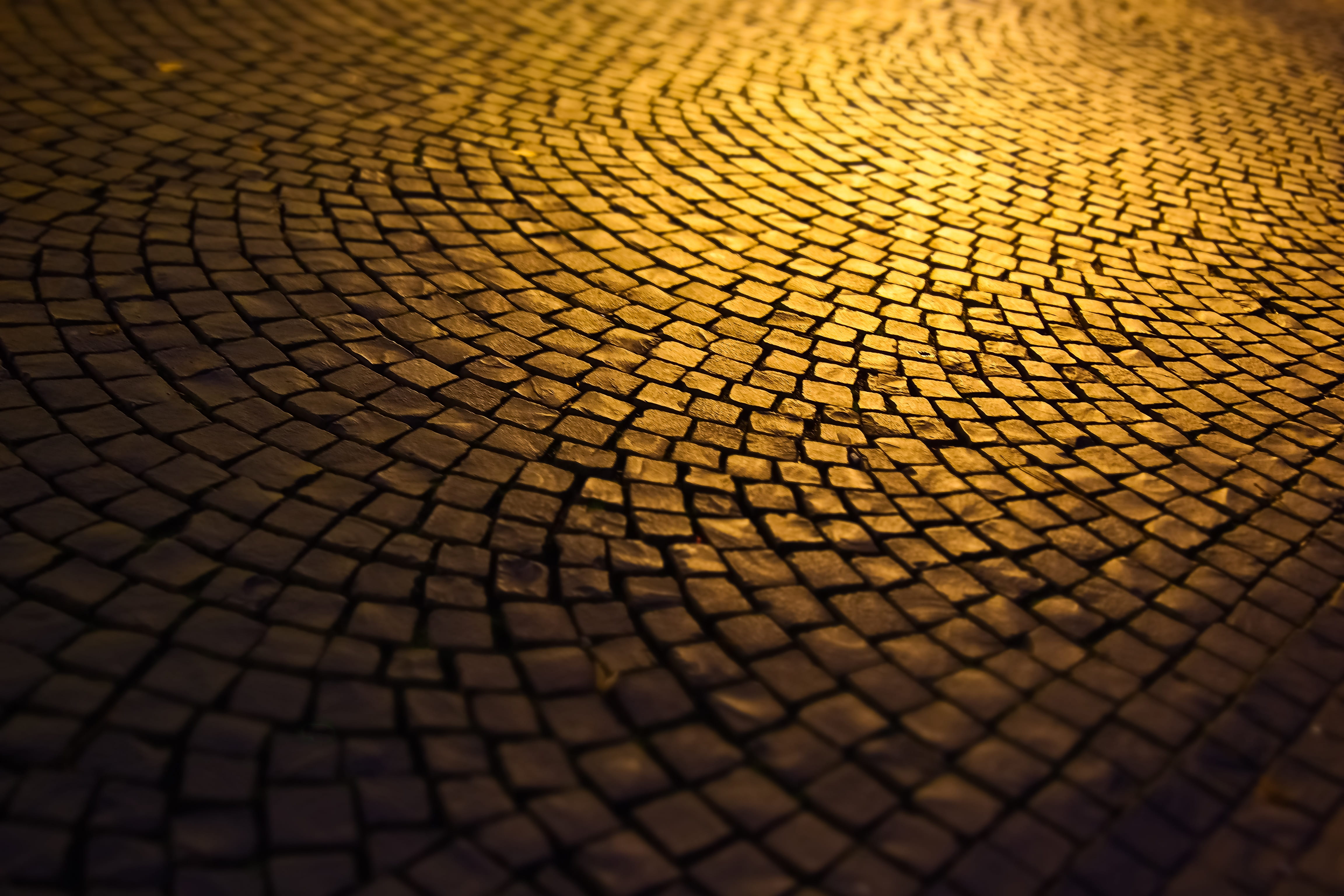 historic center, pavement, full frame, texture, textured, glow, light, street, road, sunlight, stones, cobblestone, night, structure, close-up, nature, HD Wallpaper