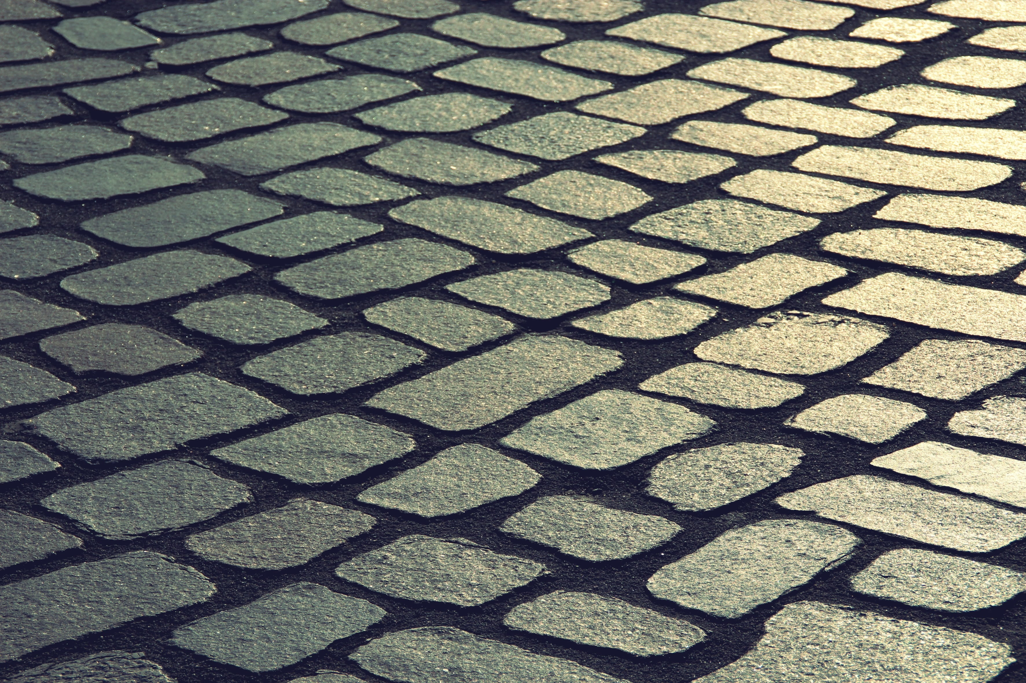 footpath, shadow, pavement, evening, textured, shape, historic center, close-up, stones, sidewalk, repetition, lined, full frame, just, street, cobblestones, HD Wallpaper