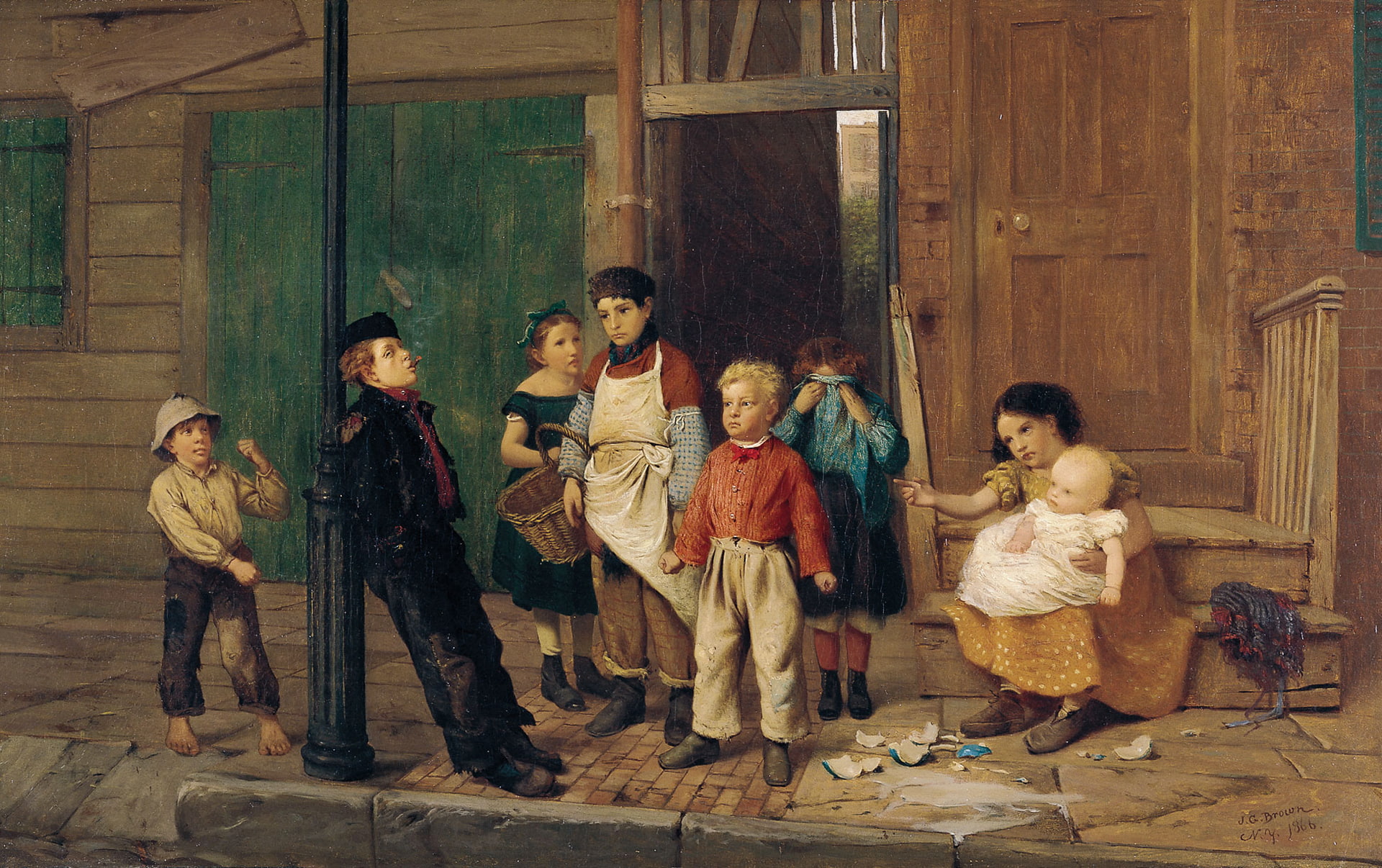 John George Brown, 1080P, genre, street, The Neighborhood Bully, picture, children, HD Wallpaper