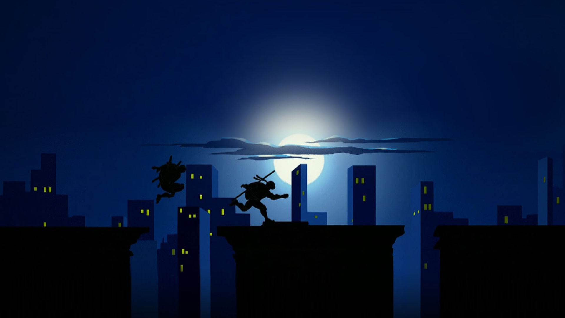 illustration, mutant, roofs, turtles, teenage, nights, warriors, 1080P, cartoon, ninja turtles, justice, ninja, HD Wallpaper