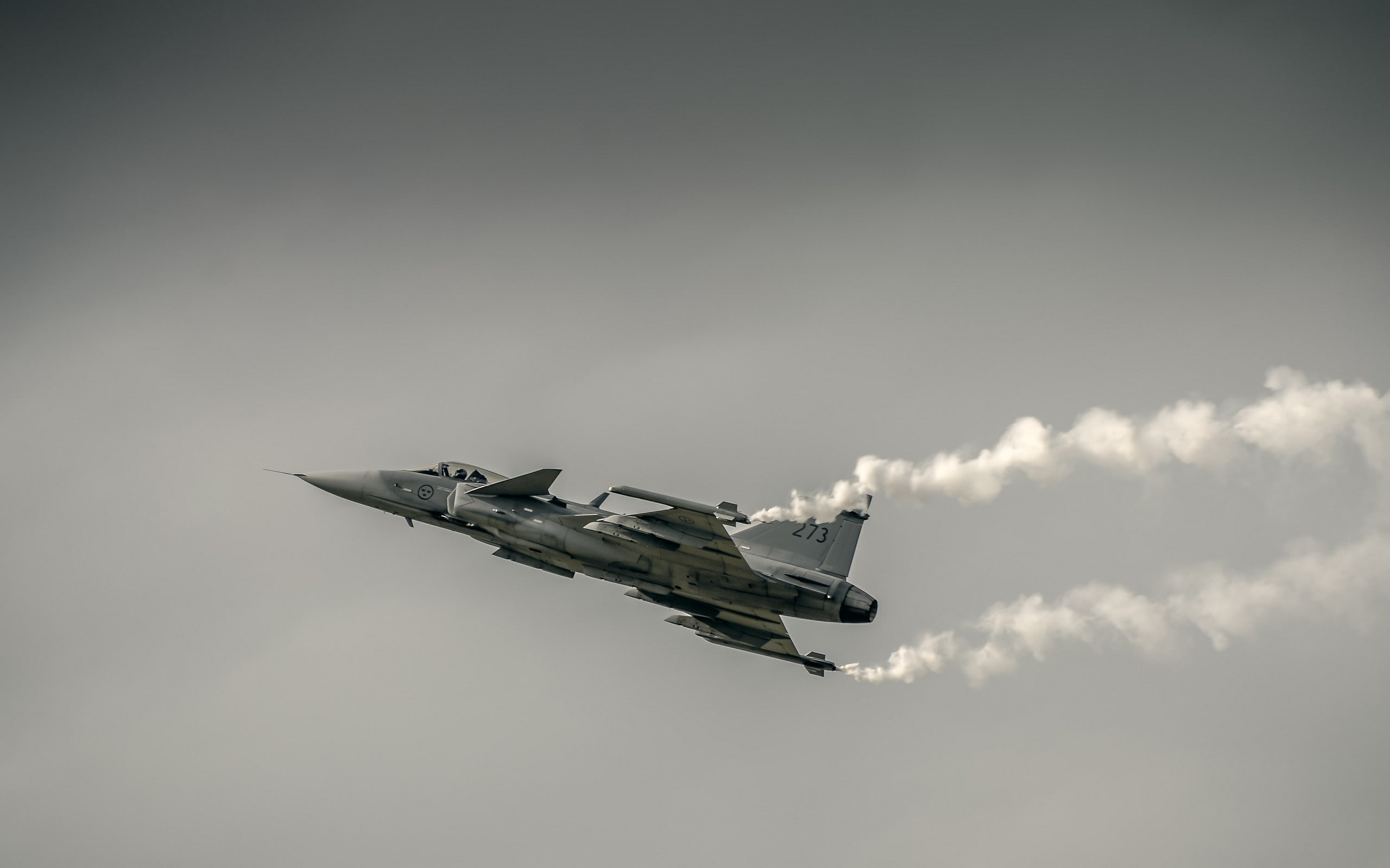 airplane, JAS-39 Gripen, photography, 2K, military aircraft, aircraft, HD Wallpaper