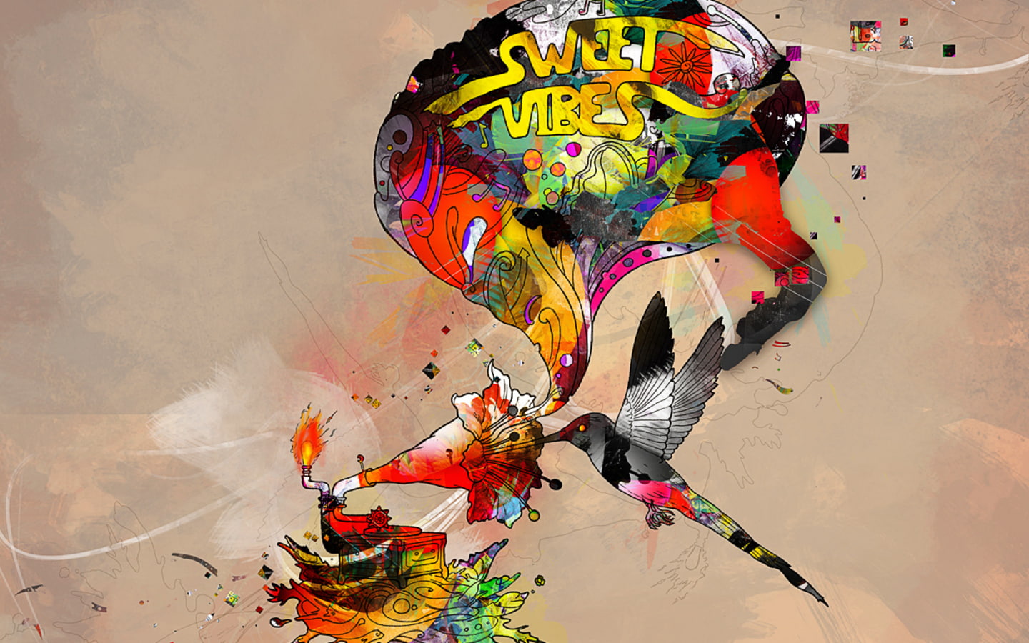birds, 720P, artistic, humming, illustration, vibes, hd, sweet, HD Wallpaper