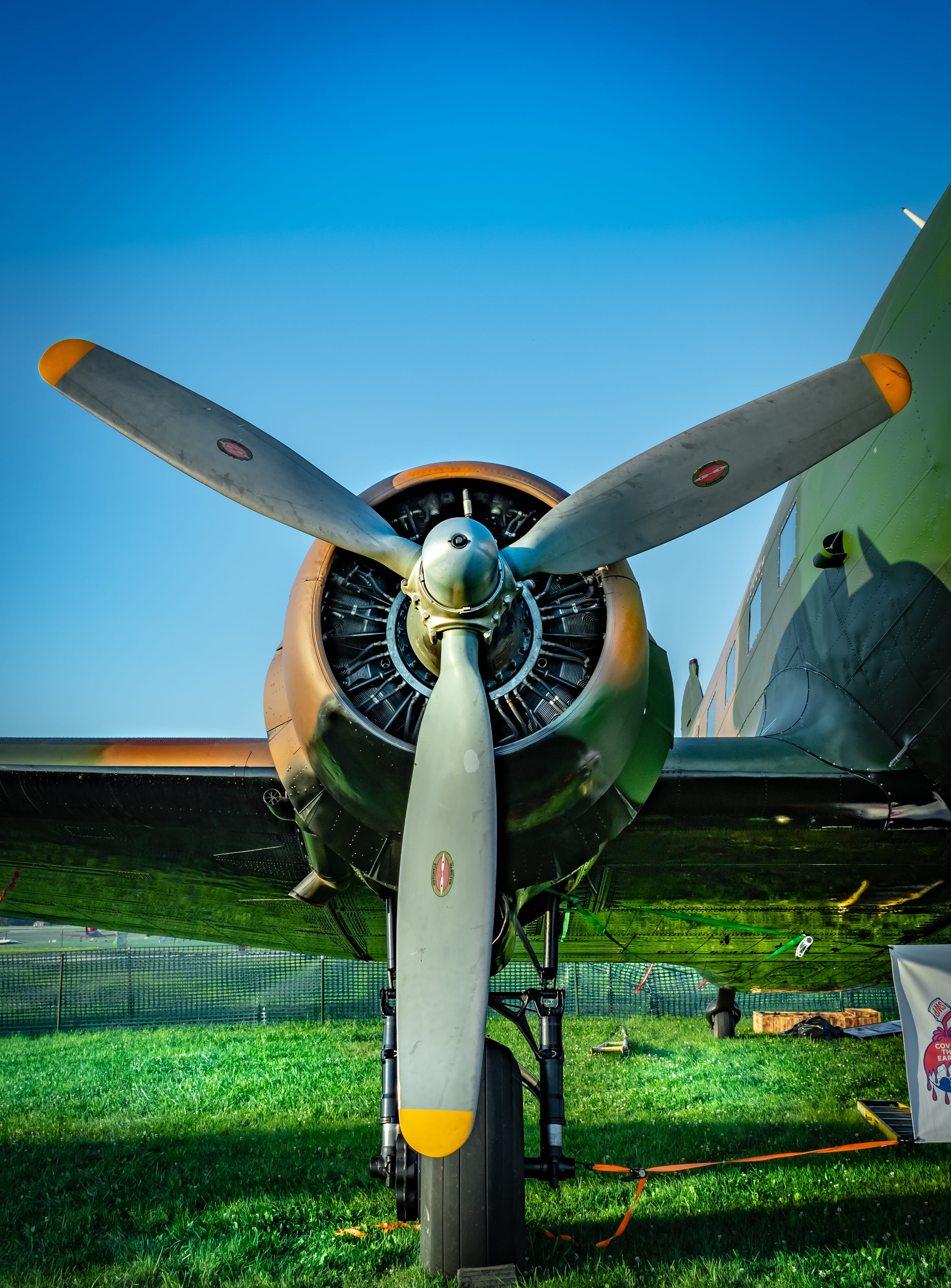 grass, aviation, silver colored, outdoors, travel, aircraft, metal, nature, blue, propeller, bi-plane, clear sky, day, airplane, military, mode of transportation, Phone HD Wallpaper