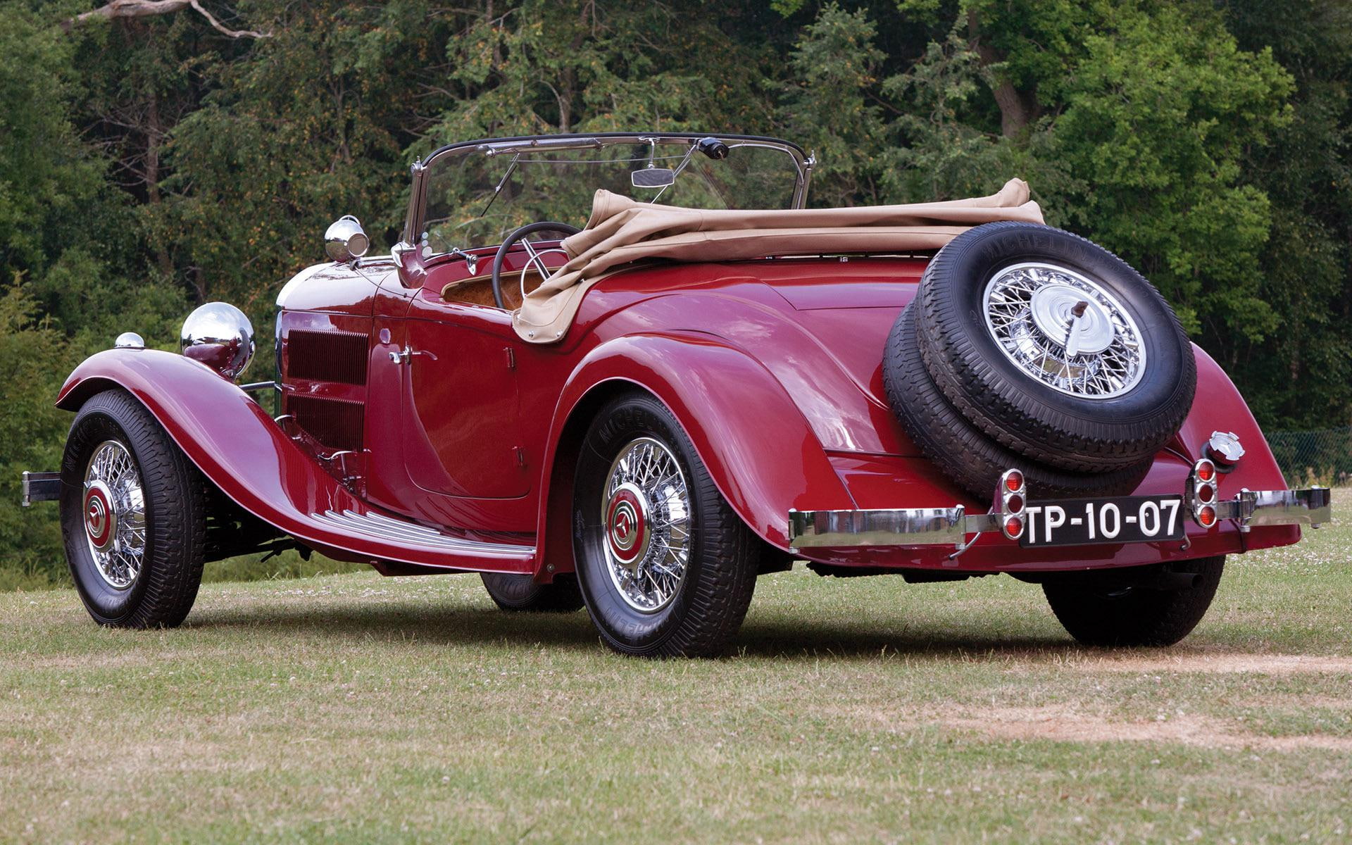mercedes-benz 380 k, convertible, mercedes, benz, k, red, mercedes-benz, 1080P, cars, 1920x1200, car, classic, HD Wallpaper