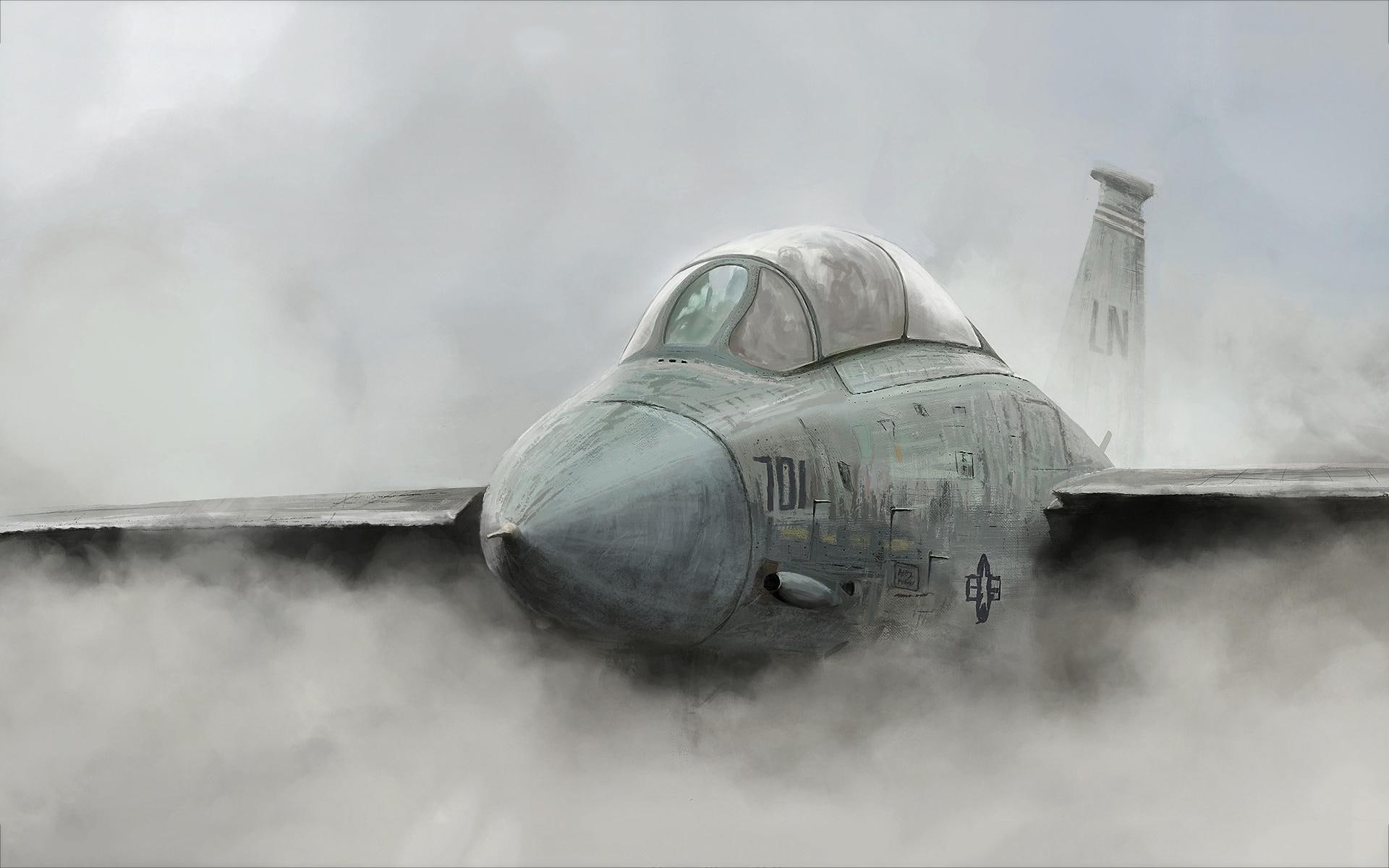 painting, airforce, jet fighter, military, aircraft, smoke, jet, fighter, 1080P, HD Wallpaper