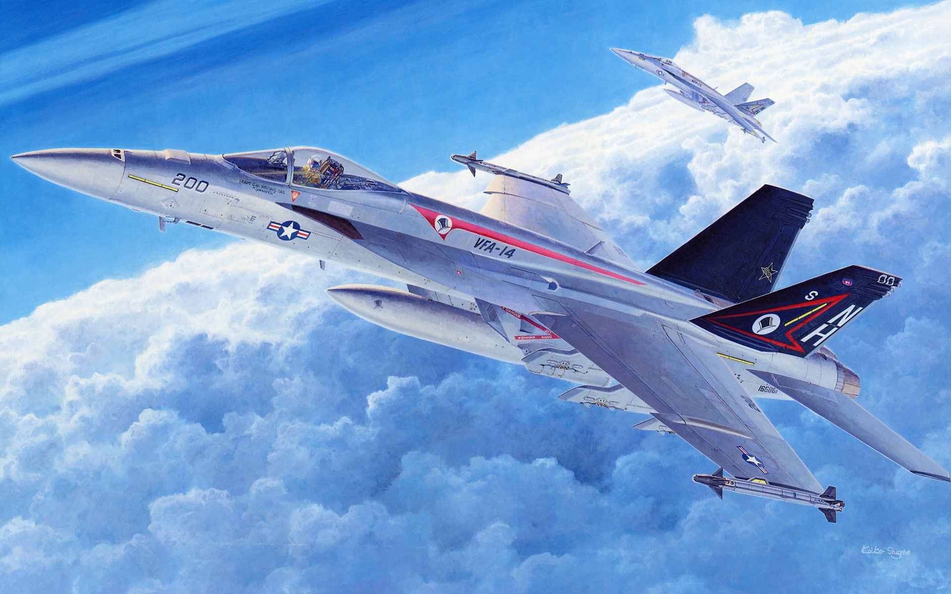 Clouds, 1080P, Art, Sky, Pictures, Aircraft, gray, Fighter, plane, HD Wallpaper