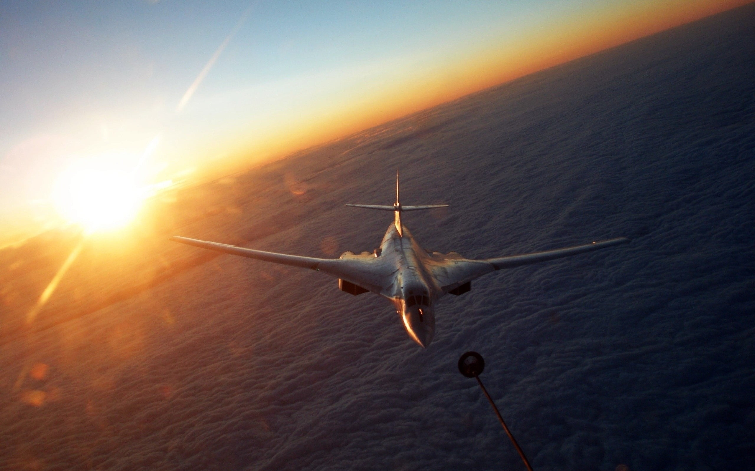 flying, water, sea, mid-air, mode of transportation, transportation, aerospace industry, tupolev, white, sun, aircraft, sunlight, motion, sky, air vehicle, HD Wallpaper