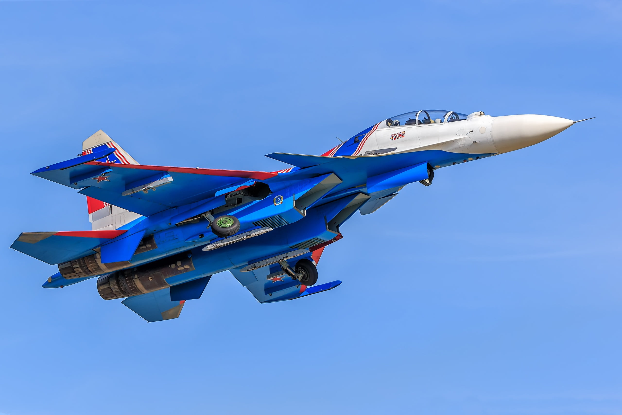 Su-30CM, multi-role fighter, aerobatic team, 2K, " Russian Knights", Su-30SM, HD Wallpaper