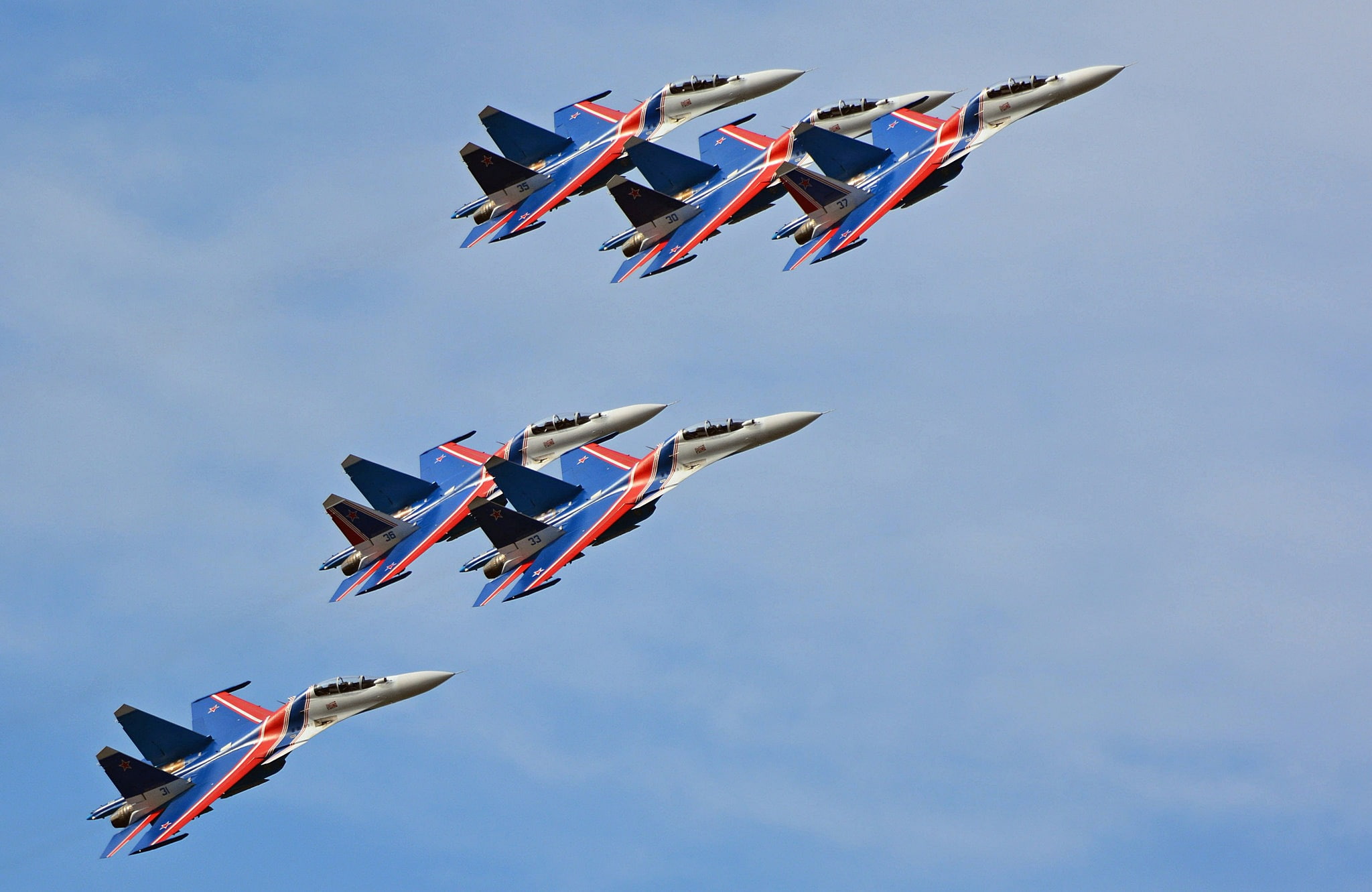 aerobatic team, multi-role fighter, Su-30CM, 1080P, Su-30SM, " Russian Knights", HD Wallpaper
