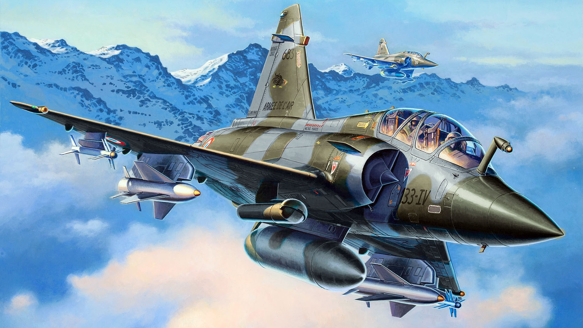 1080P, Mirage 2000D, media conventional weapons, the fourth generation, French multi-role fighter, Dassault Aviation, strike fighter-bomber, HD Wallpaper