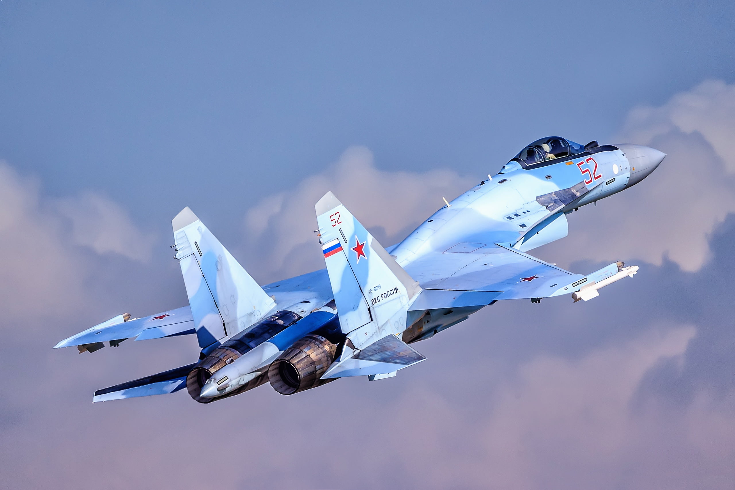 generation 4, fighter, Su-35, 2K, flight, the sky, Videoconferencing Russia, HD Wallpaper