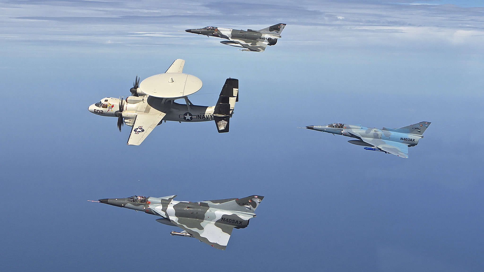 flight, E-2C, " lion", fighters, the plane, deck, Hawkeye, detection, 1080P, Kfir, bombers, far, radar, HD Wallpaper