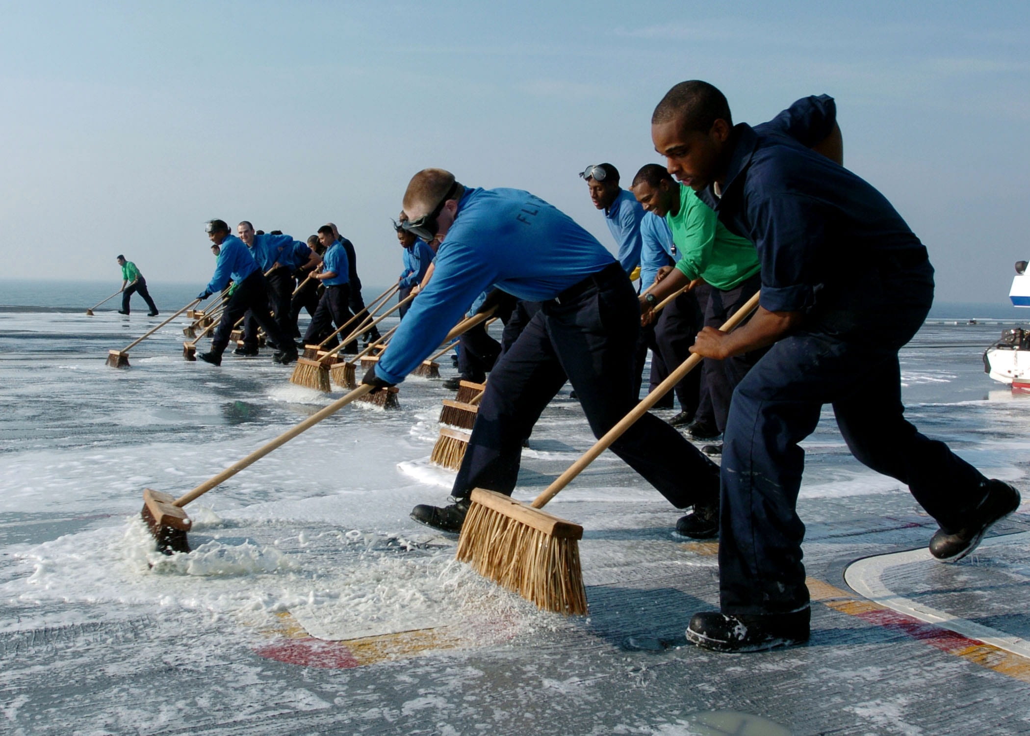 nature, broom, real people, scrubbing, teamwork, flight, pollution, sailors, aircraft carrier, standing, mopping, occupation, vessel, group of people, navy, HD Wallpaper