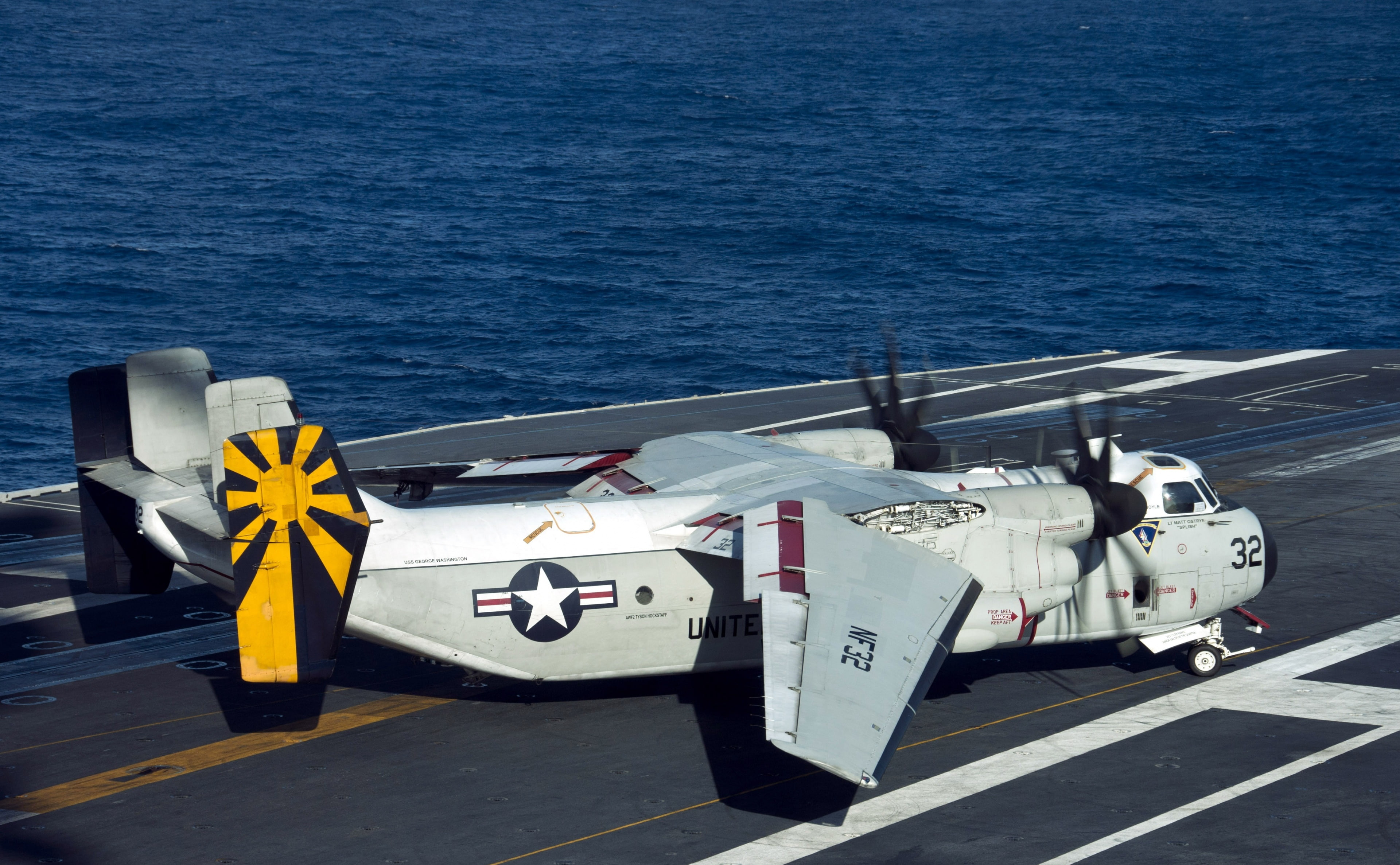 marking, symbol, day, mode of transportation, sign, cvn73, communication, number, high angle view, blue, water, flight, sunlight, ussgeorgewashington, transportation, HD Wallpaper