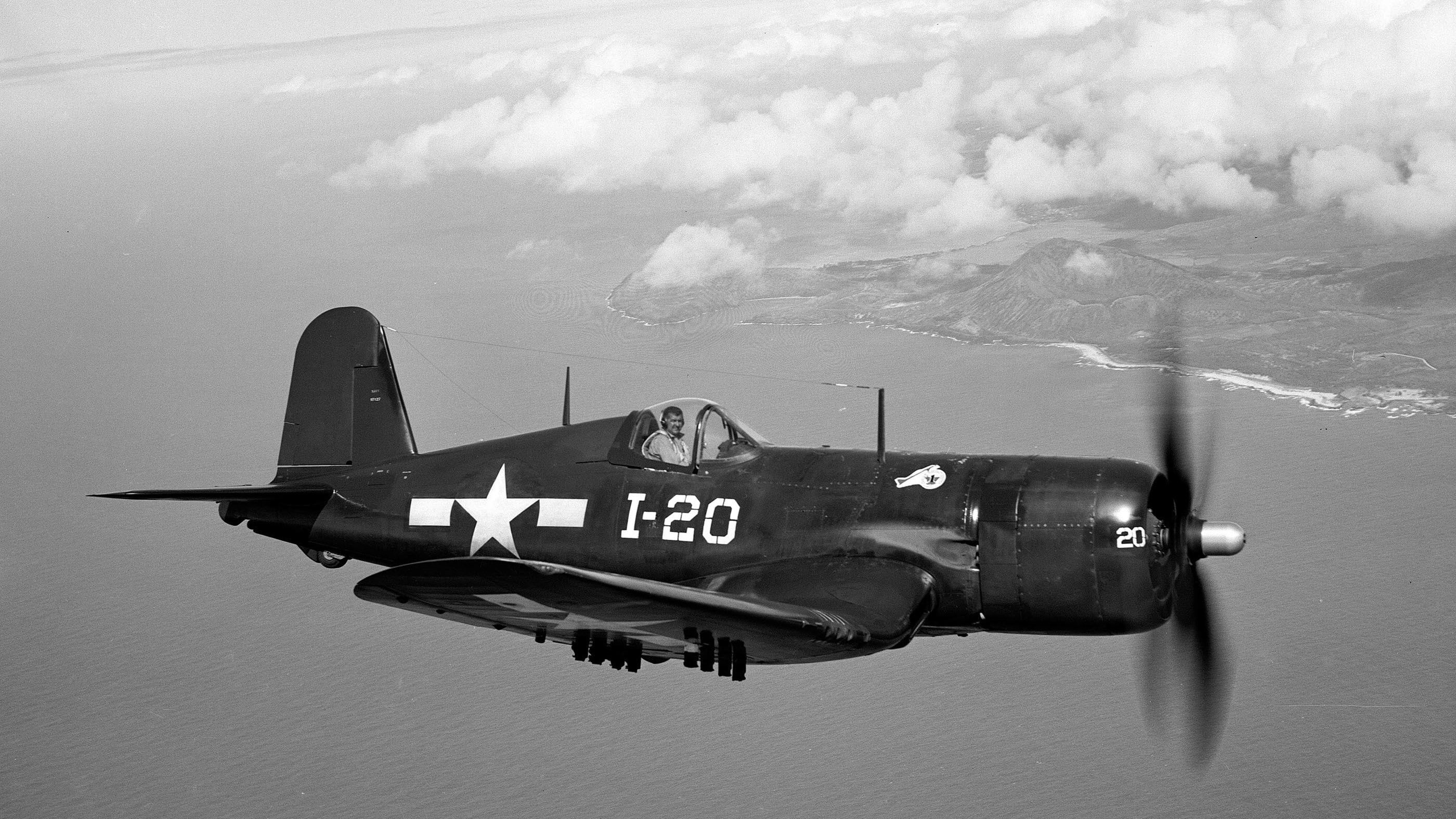 air force, on the move, explosive, plane, side view, army, single object, vought f4u corsair, air vehicle, sky, mode of transportation, smoke - physical structure, HD Wallpaper