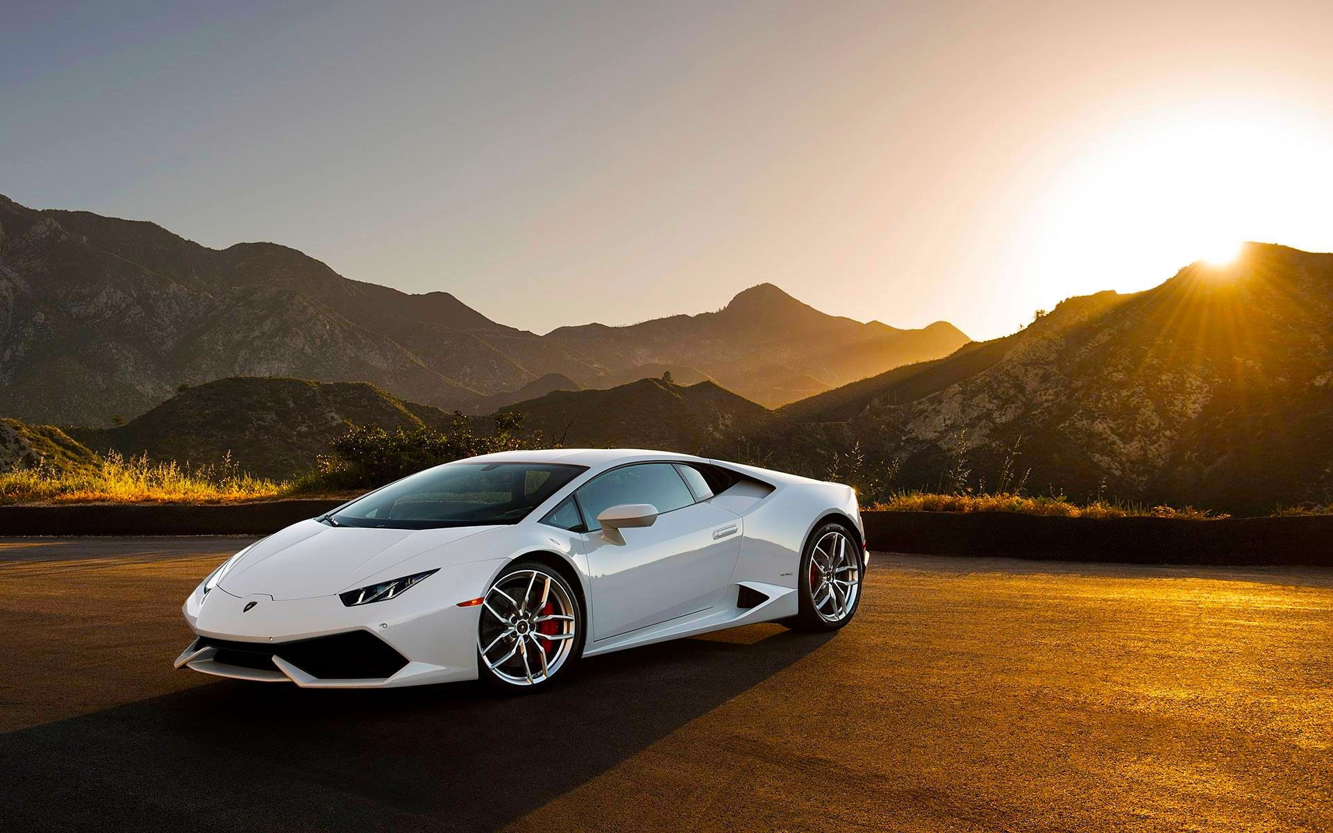 huracan, Lamborghini, 1080P, lp, White, Supercar, Sunset, HD Wallpaper