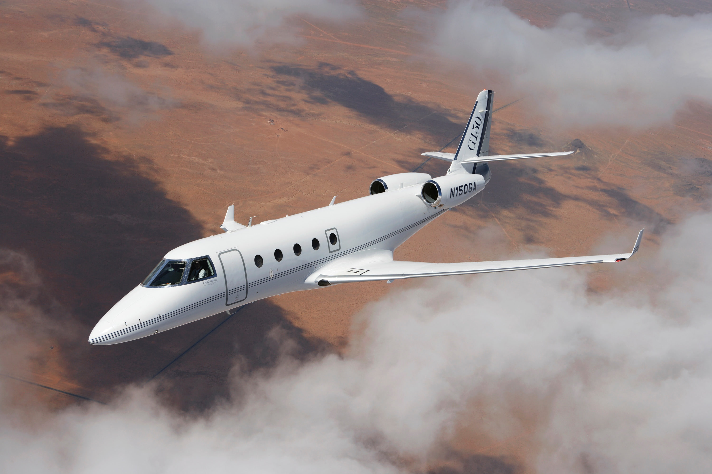 Gulfstream, the sky, the plane, Aerospace, flight, G150, 2K, clouds, HD Wallpaper