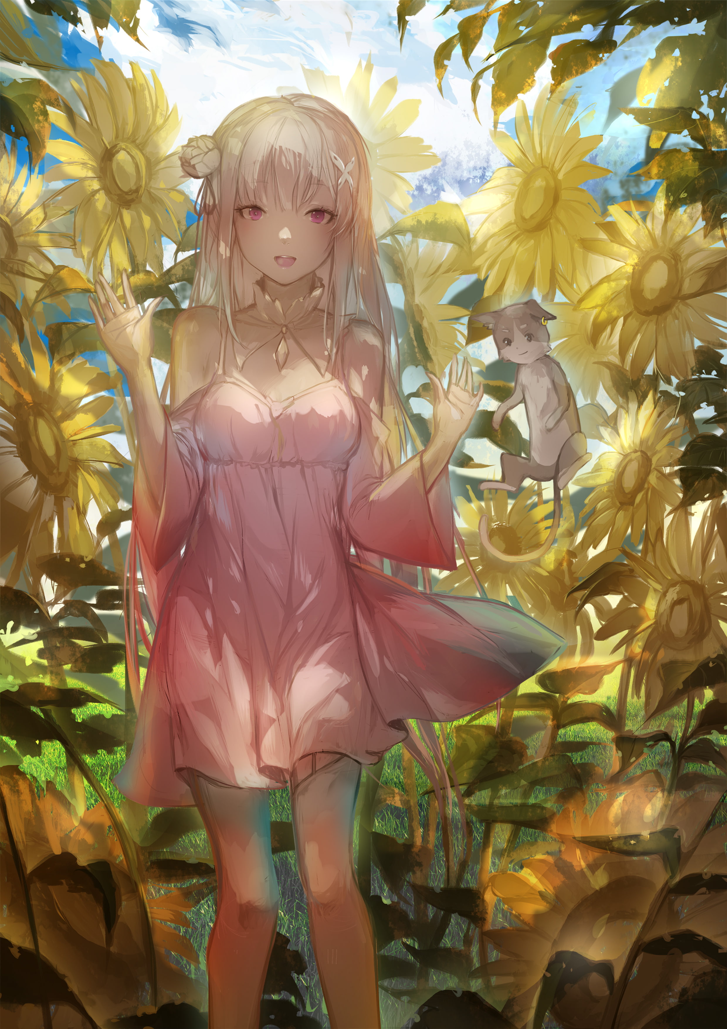 Emilia (Re: Zero), anime, 2K, anime girls, Re:Zero Kara Hajimeru Isekai Seikatsu, Phone HD Wallpaper