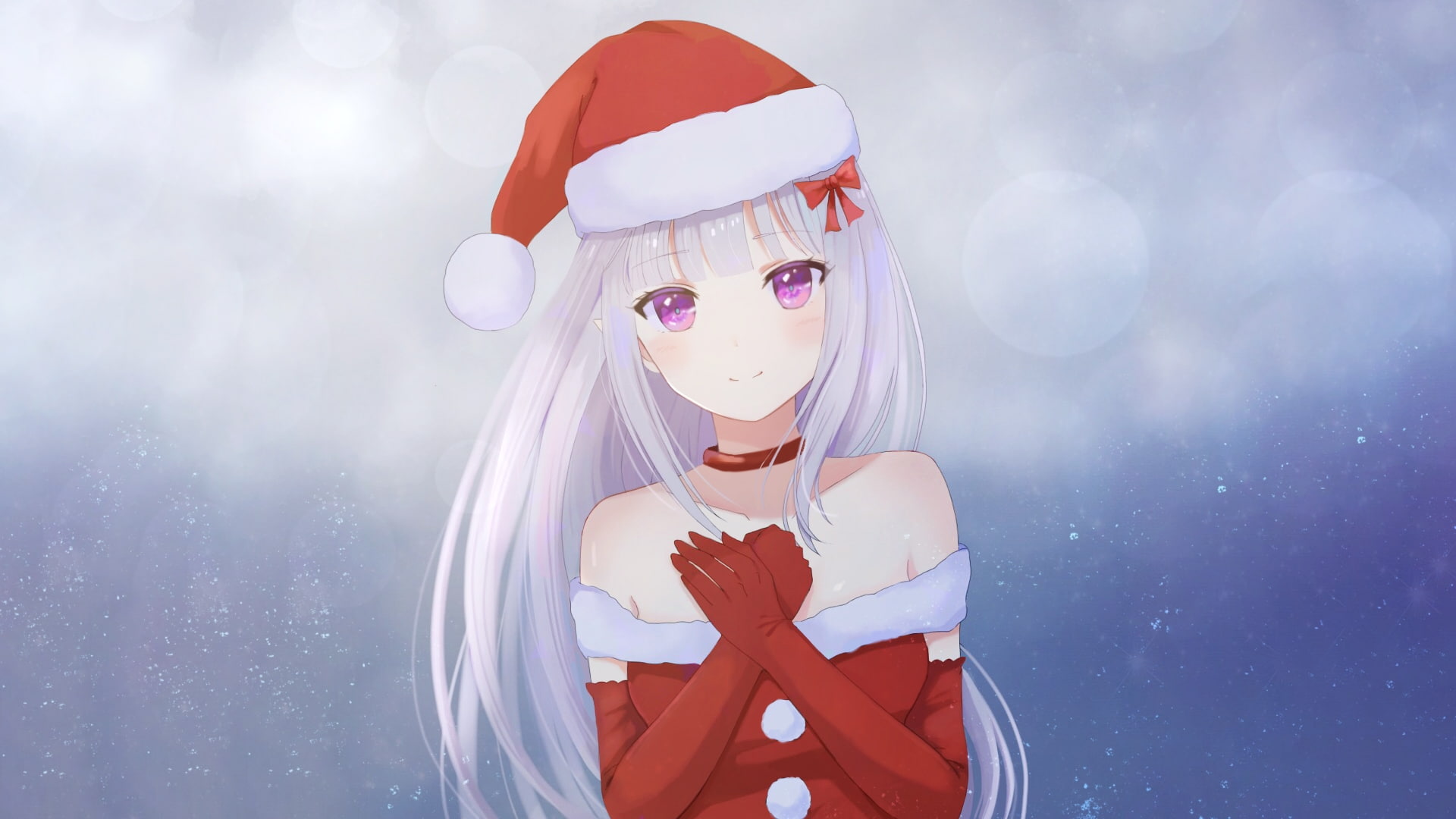 disguise, hat, representation, human representation, 1080P, females, white hair, Anime, nature, innocence, emilia, winter, toy, smiling, fashion, people, HD Wallpaper