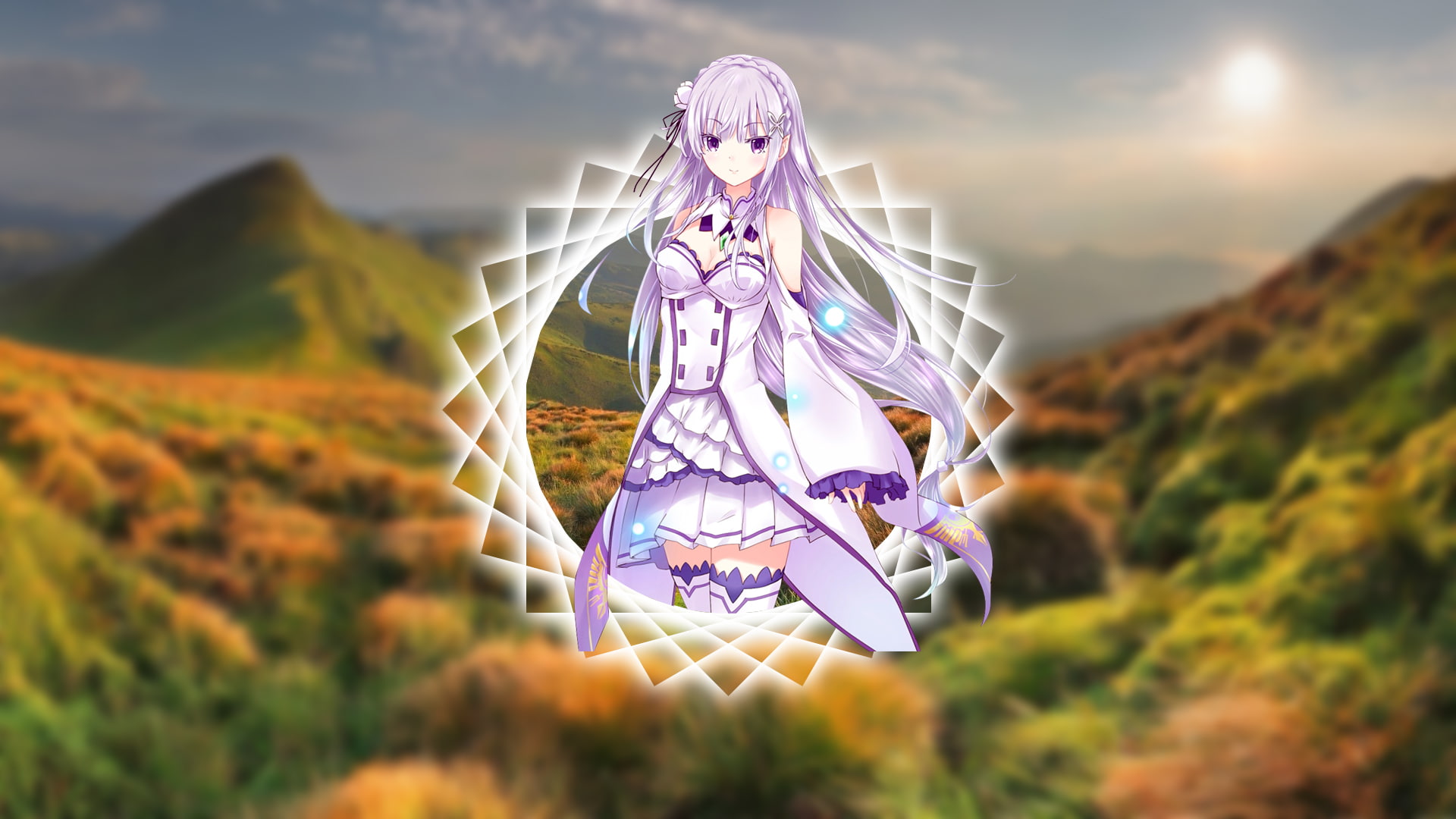 Re:Zero Kara Hajimeru Isekai Seikatsu, 1080P, Emilia (Re: Zero), anime girls, picture-in-picture, anime, HD Wallpaper
