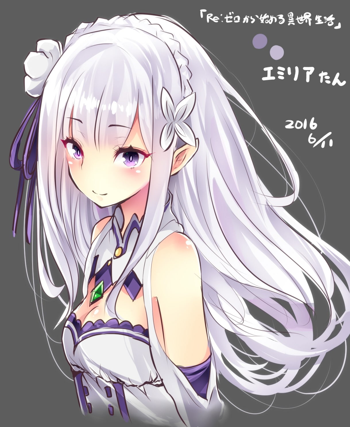 Re:Zero Kara Hajimeru Isekai Seikatsu, portrait, Emilia (Re: Zero), headshot, adult, beautiful woman, fashion, women, studio shot, hairstyle, 720P, indoors, Phone HD Wallpaper