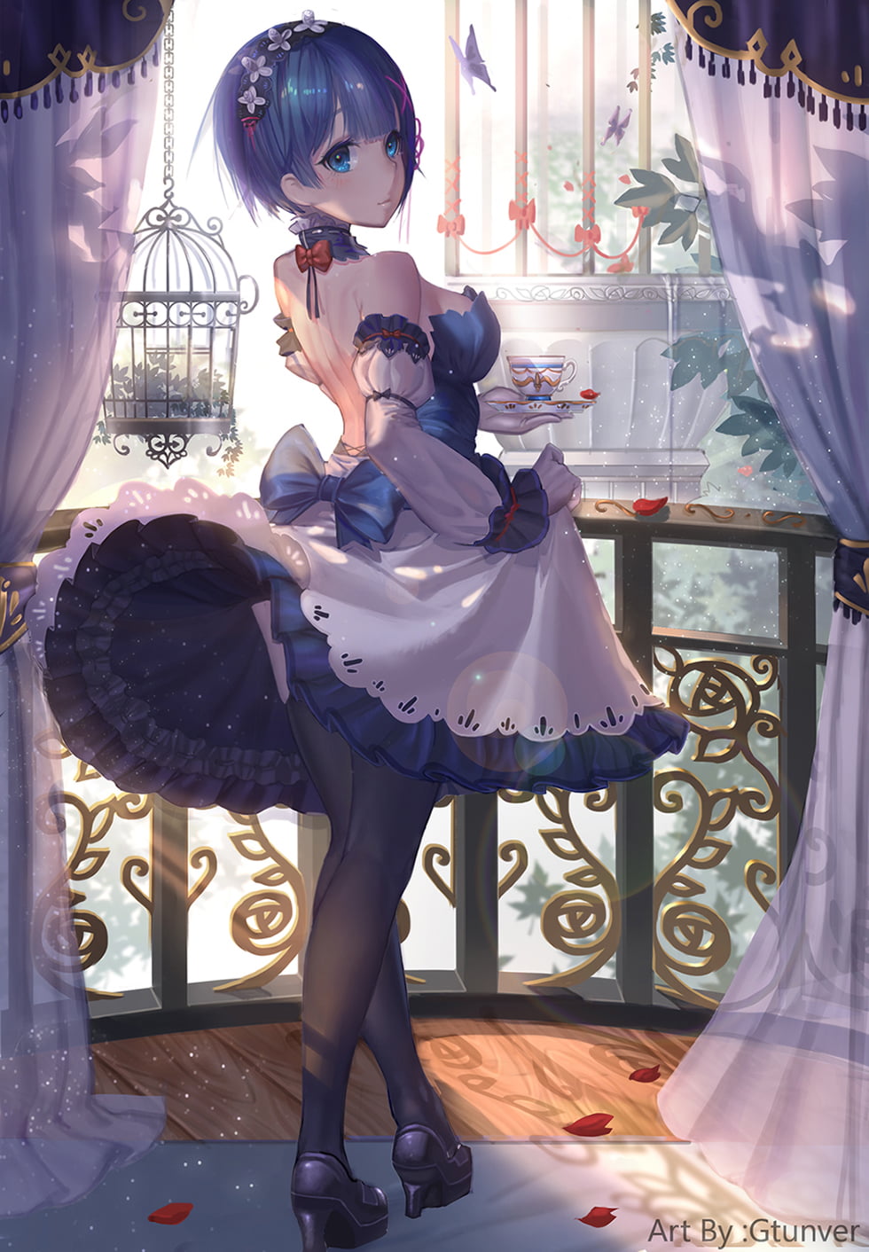 720P, anime girls, Re:Zero Kara Hajimeru Isekai Seikatsu, vertical, maid outfit, gtunver, maid, anime, Rem (Re: Zero), short hair, blue hair, Phone HD Wallpaper