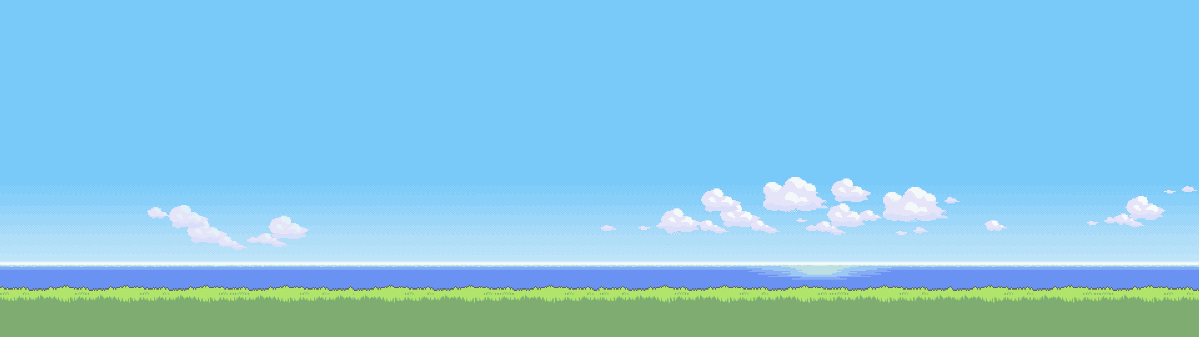 tranquility, green color, environment, horizon over land, outdoors, pixel art, nature, pixelated, plant, backgrounds, freshness, cloud - sky, copy space, HD Wallpaper