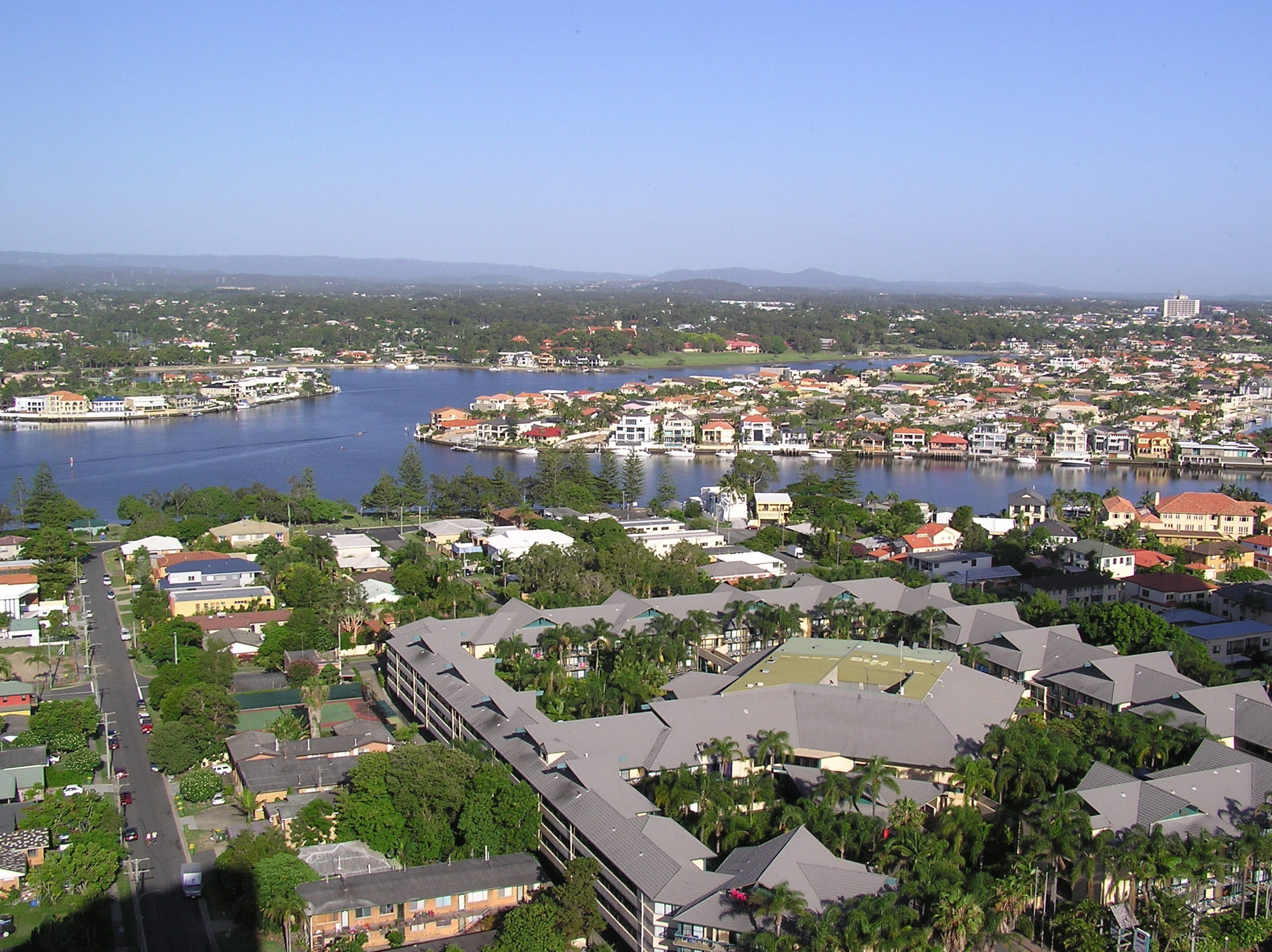 cityscape, Waterway, Chevron Island, no people, day, city, outdoors, Queensland, sky, sea, transportation, Gold Coast, landscape, nature, chevron, mode of transportation, HD Wallpaper