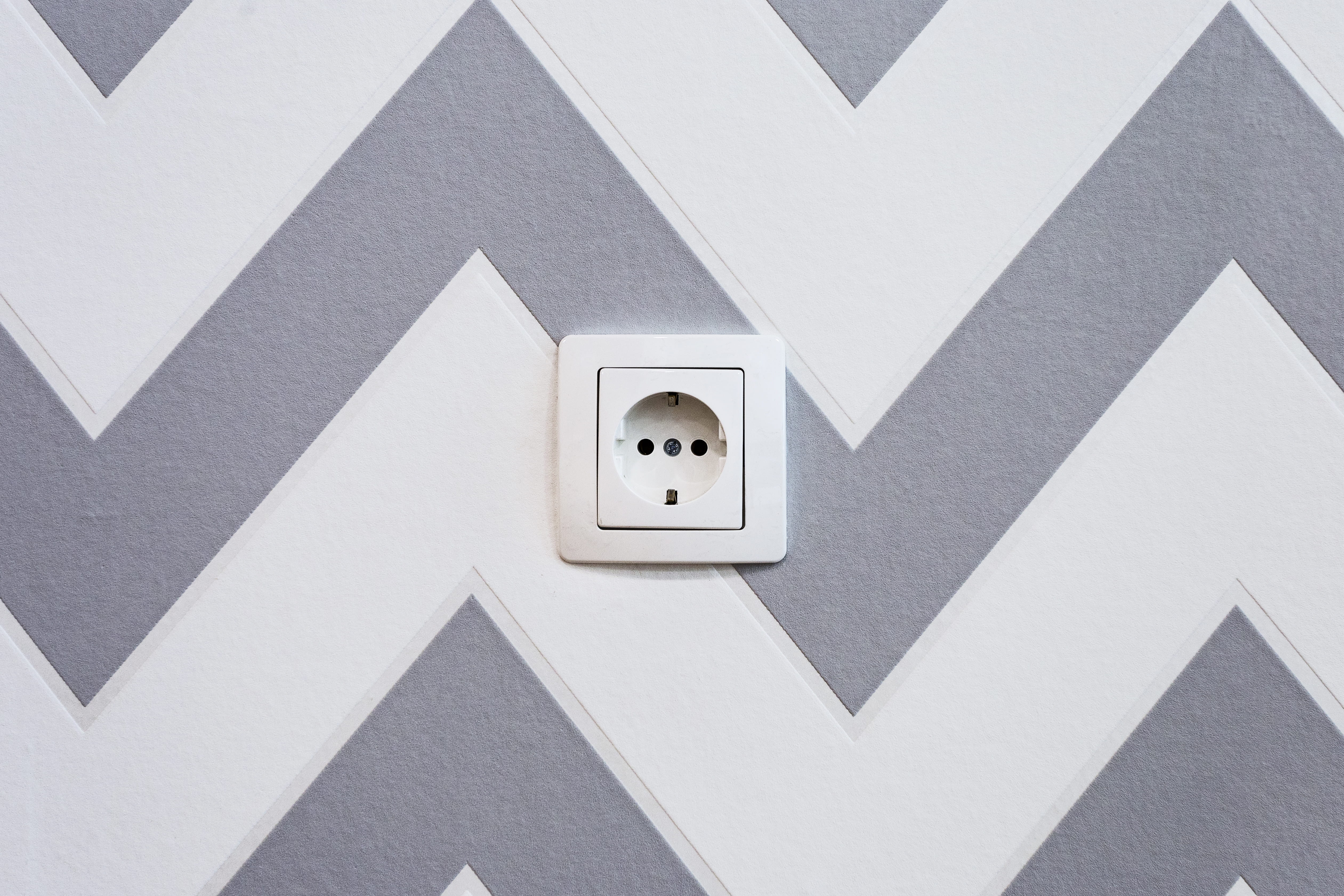 wall - building feature, painted, home interior, electricity, no people, architecture, hole, shape, close-up, electrical outlet, socket, chevron, power supply, HD Wallpaper