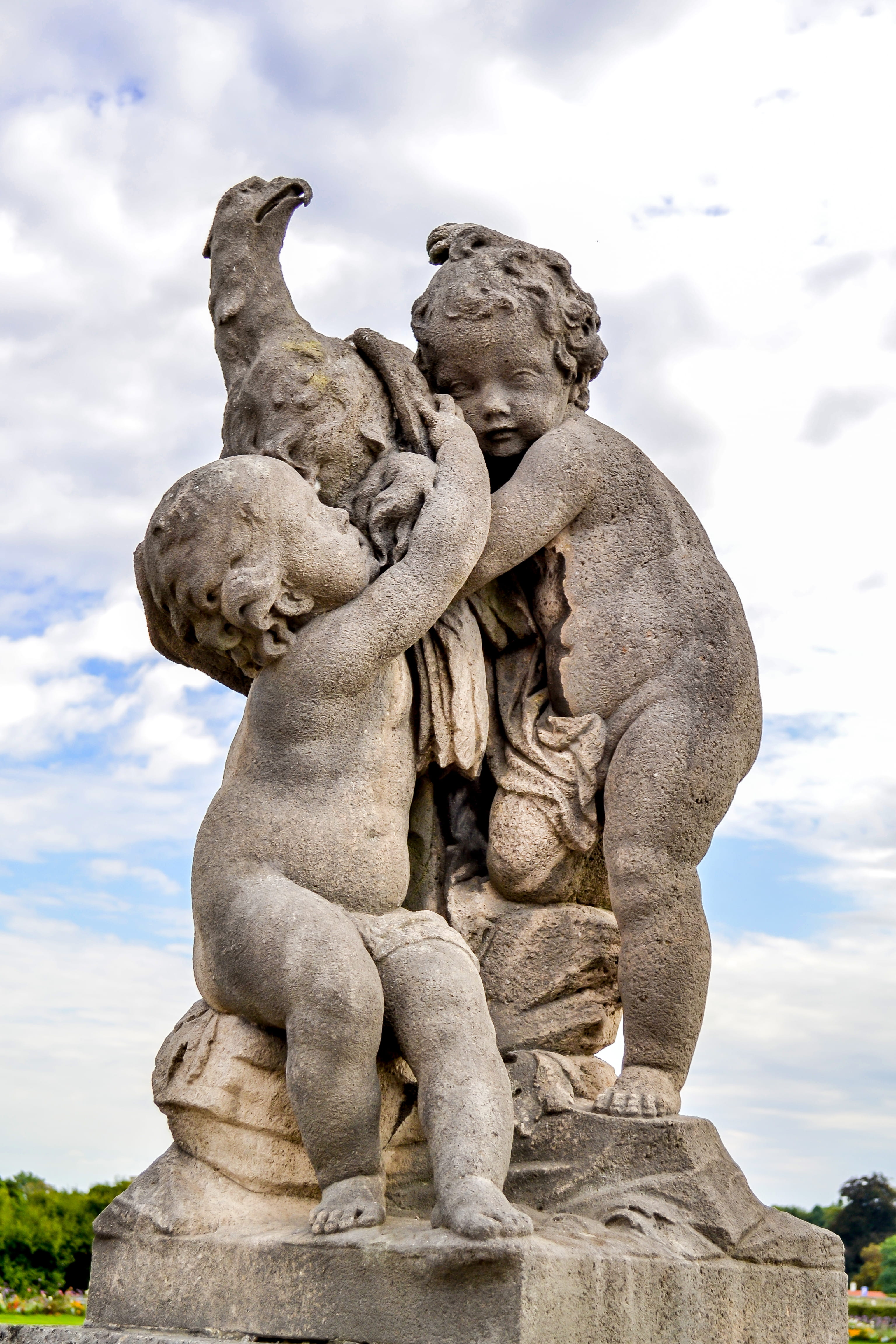 day, angel, outdoors, sculpture, münchen, germany, carving - craft product, art and craft, nymphenburg, low angle view, solid, no people, statues, human representation, Phone HD Wallpaper