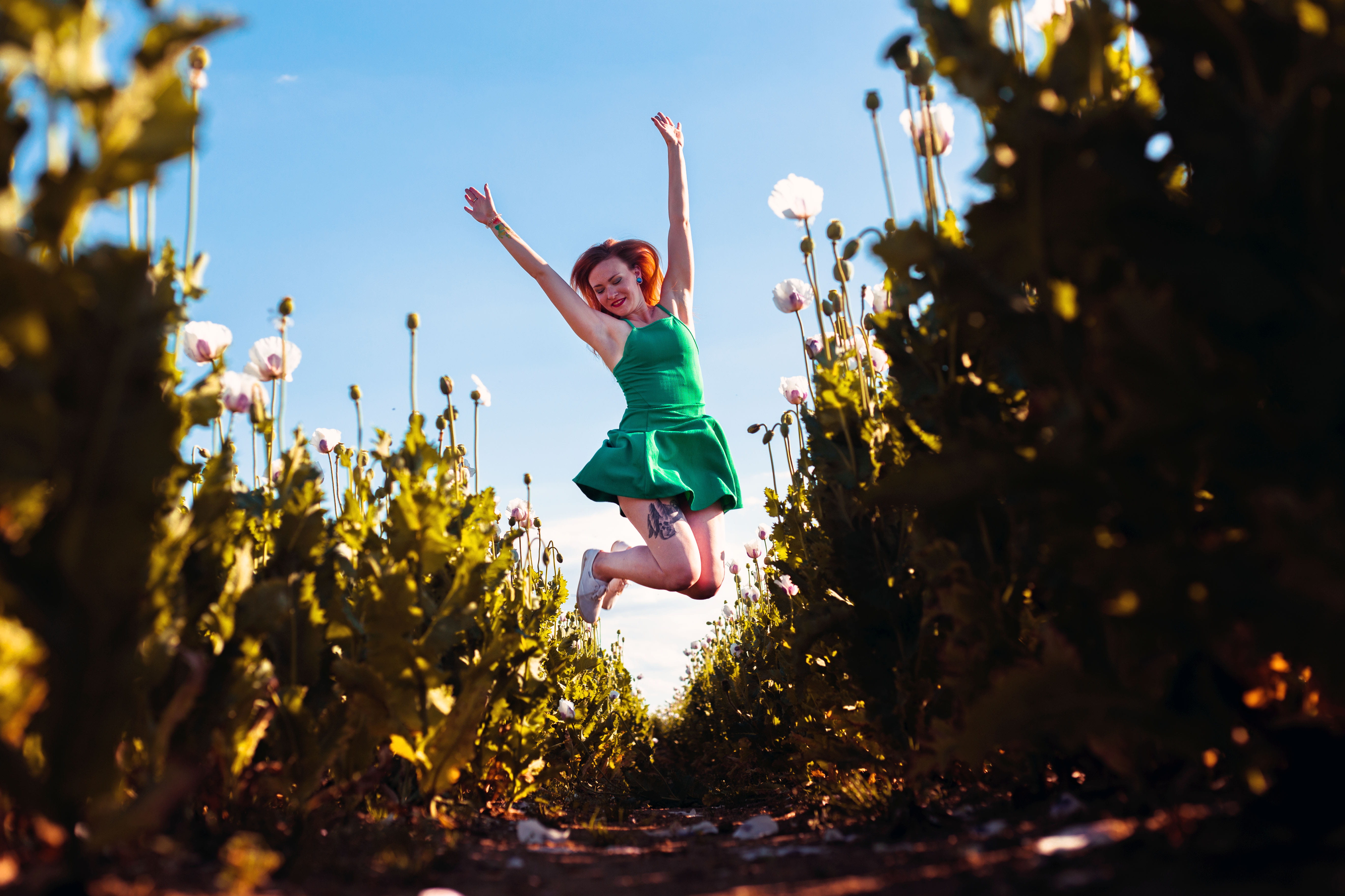 full length, sky, happiness, tree, fun, jindrichuv hradec, arms raised, human arm, fashion, plant, green color, jumping, limb, leisure activity, one person, HD Wallpaper