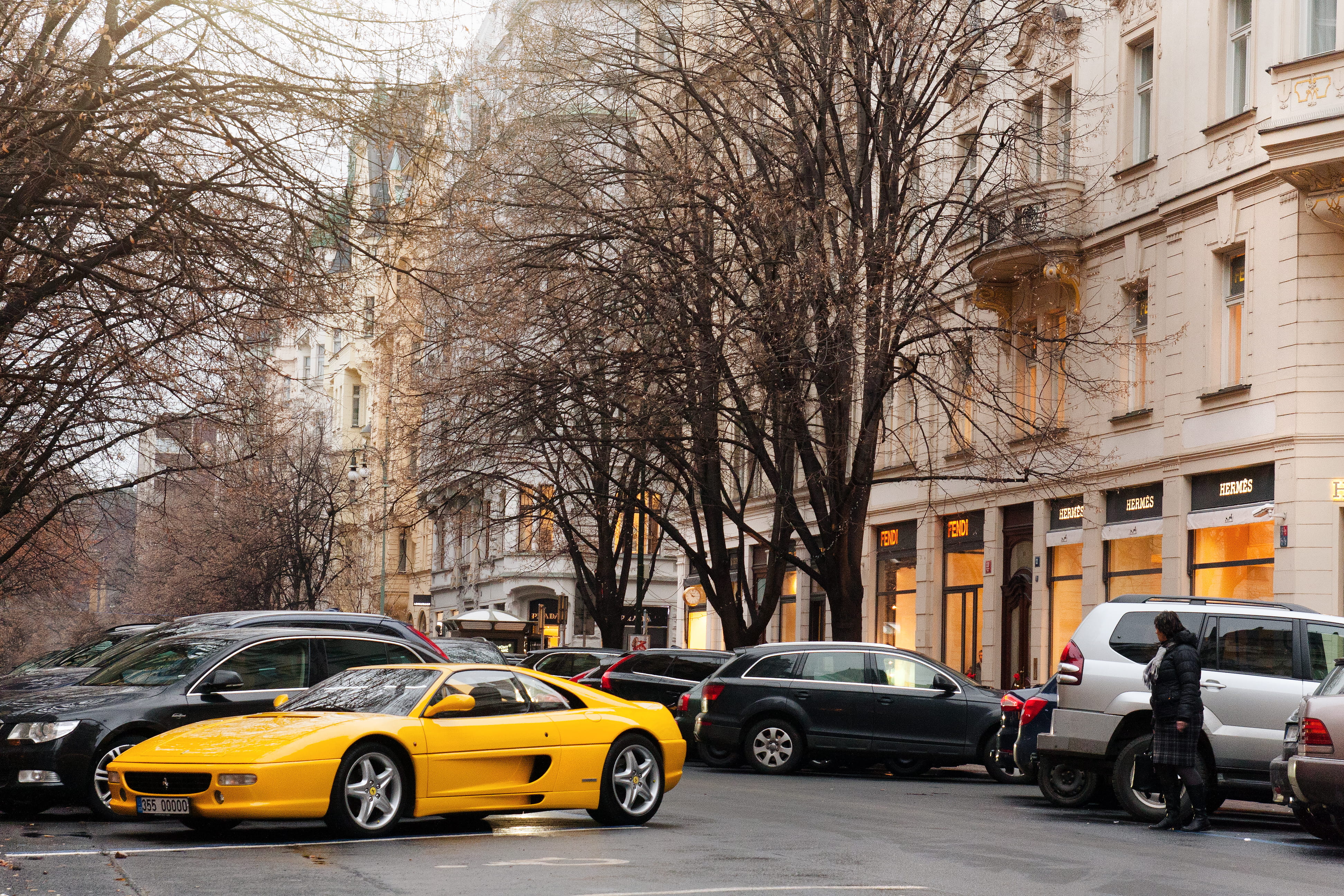 architecture, classi, prague, motor vehicle, street, transportation, yellow, built structure, city, car, no people, residential district, land vehicle, HD Wallpaper
