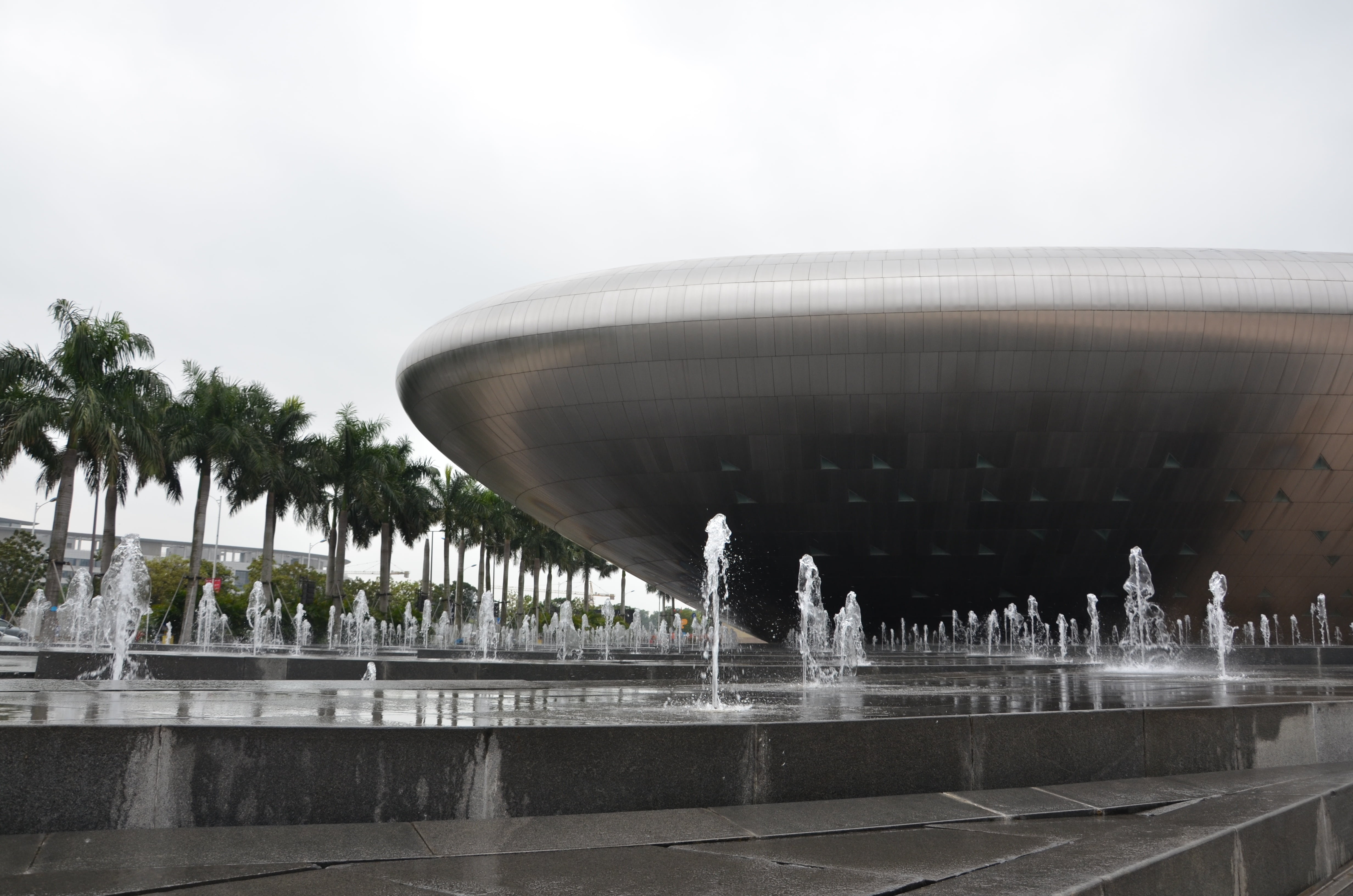 architecture, travel destinations, day, building, palm tree, shenzhen, fuel and power generation, landscape, sky, fountain, scene, luxury, no people, happy coast, HD Wallpaper