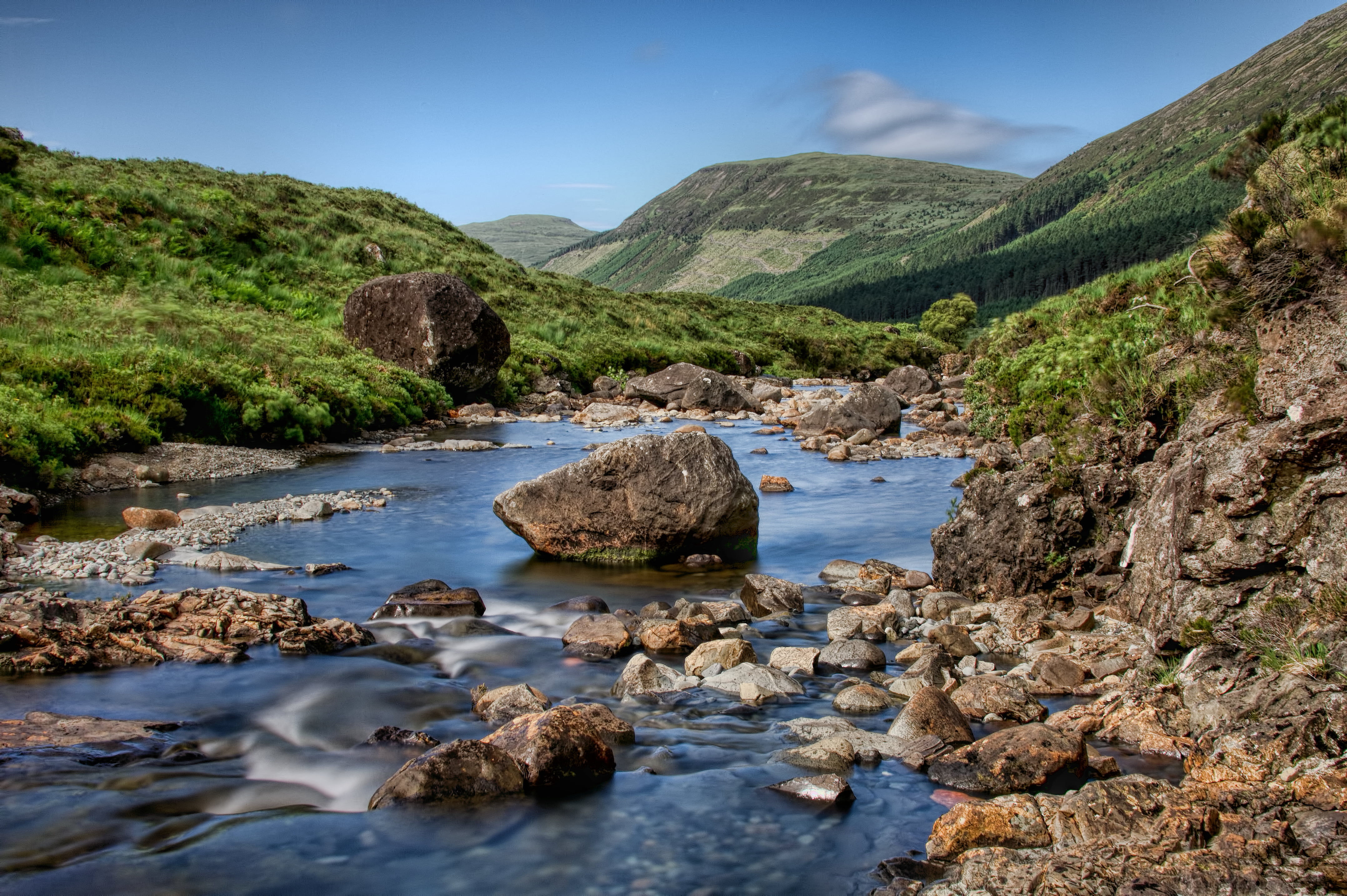 mountain, water, river, nature, forest, Glen Brittle, outdoors, rock - Object, stream, mountains, summer, near, 4K, landscape photography, scenics, photography, HD Wallpaper