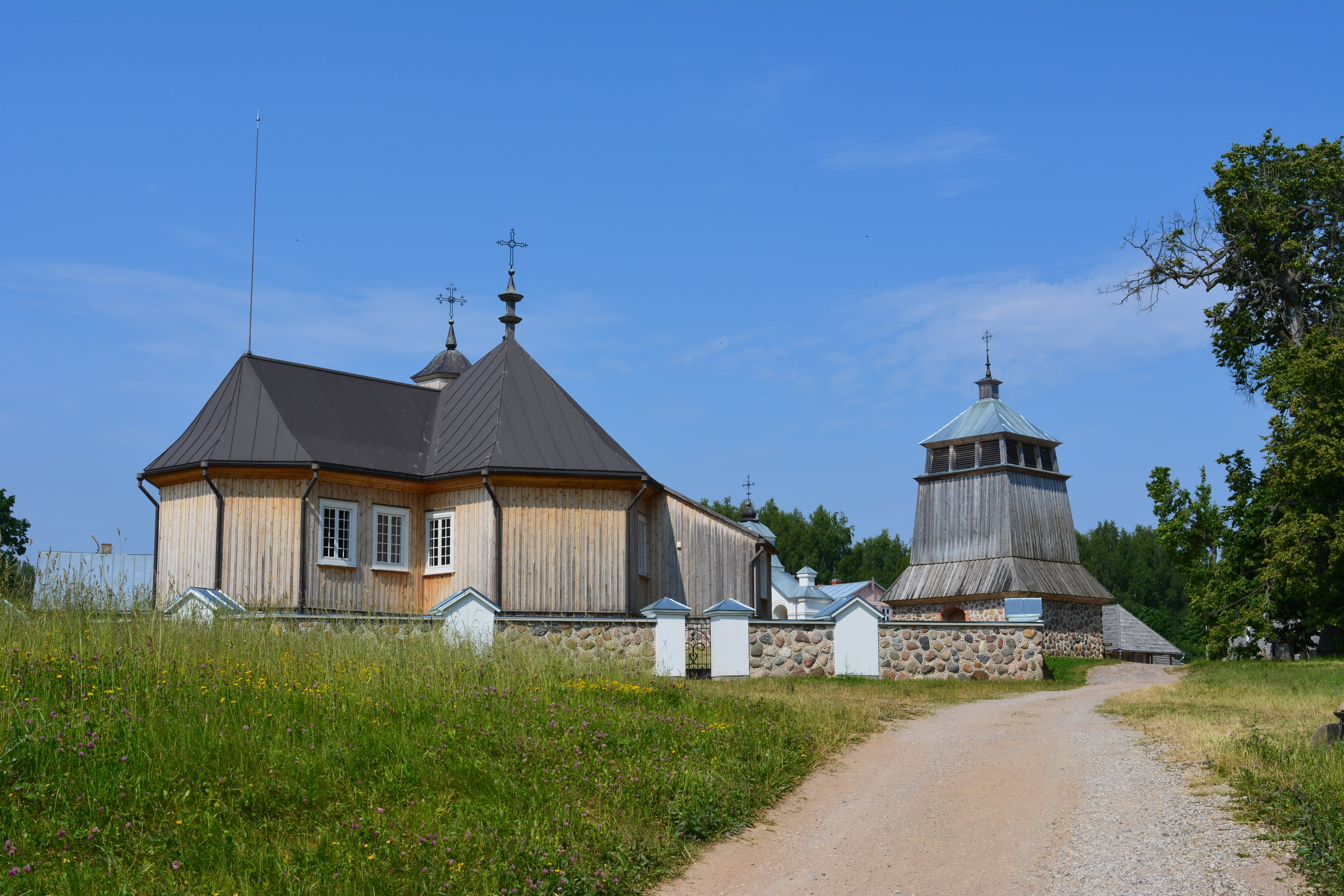 religion, outdoors, lithuania, no people, open air museum, church, nature, sky, building, grass, built structure, the way forward, plant, field, place of worship, HD Wallpaper
